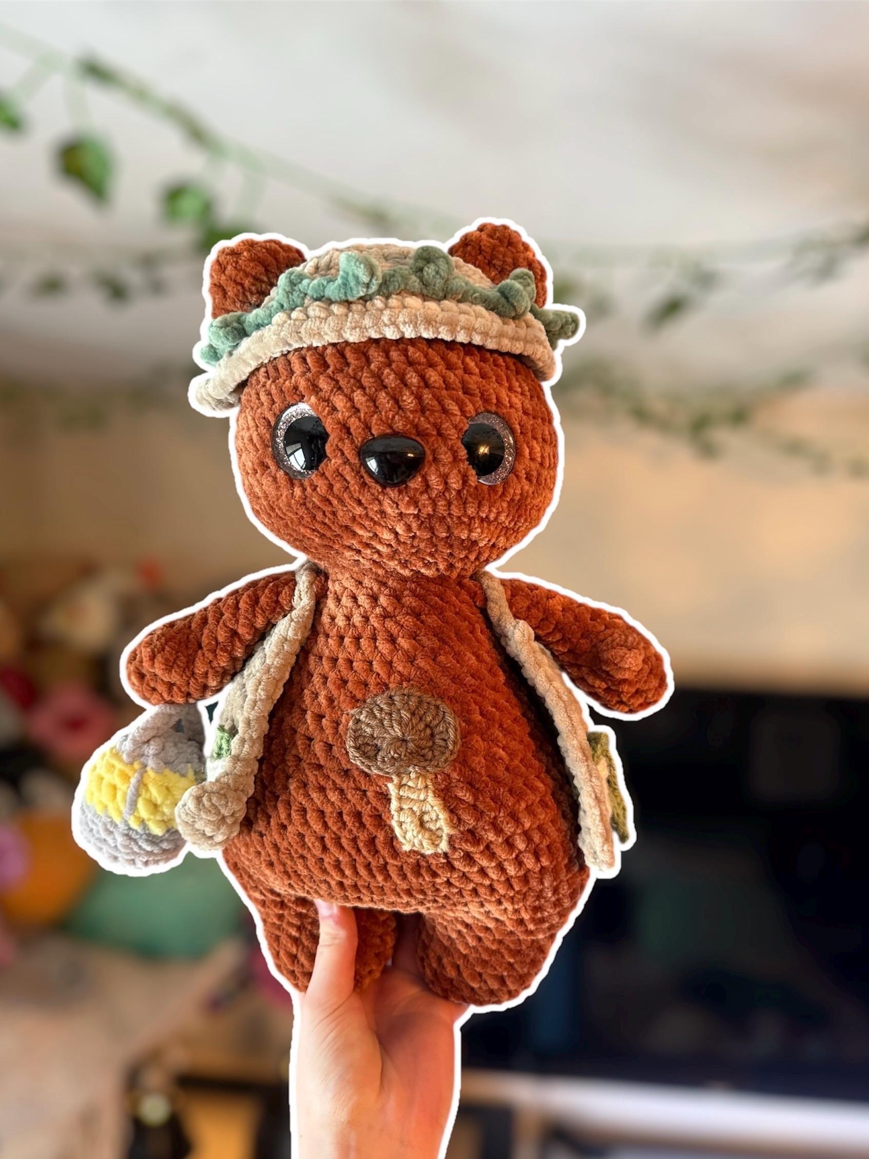 Handmade Crochet Explorer Bear Plushie – Amigurumi Stuffed Animal thumbnail 2