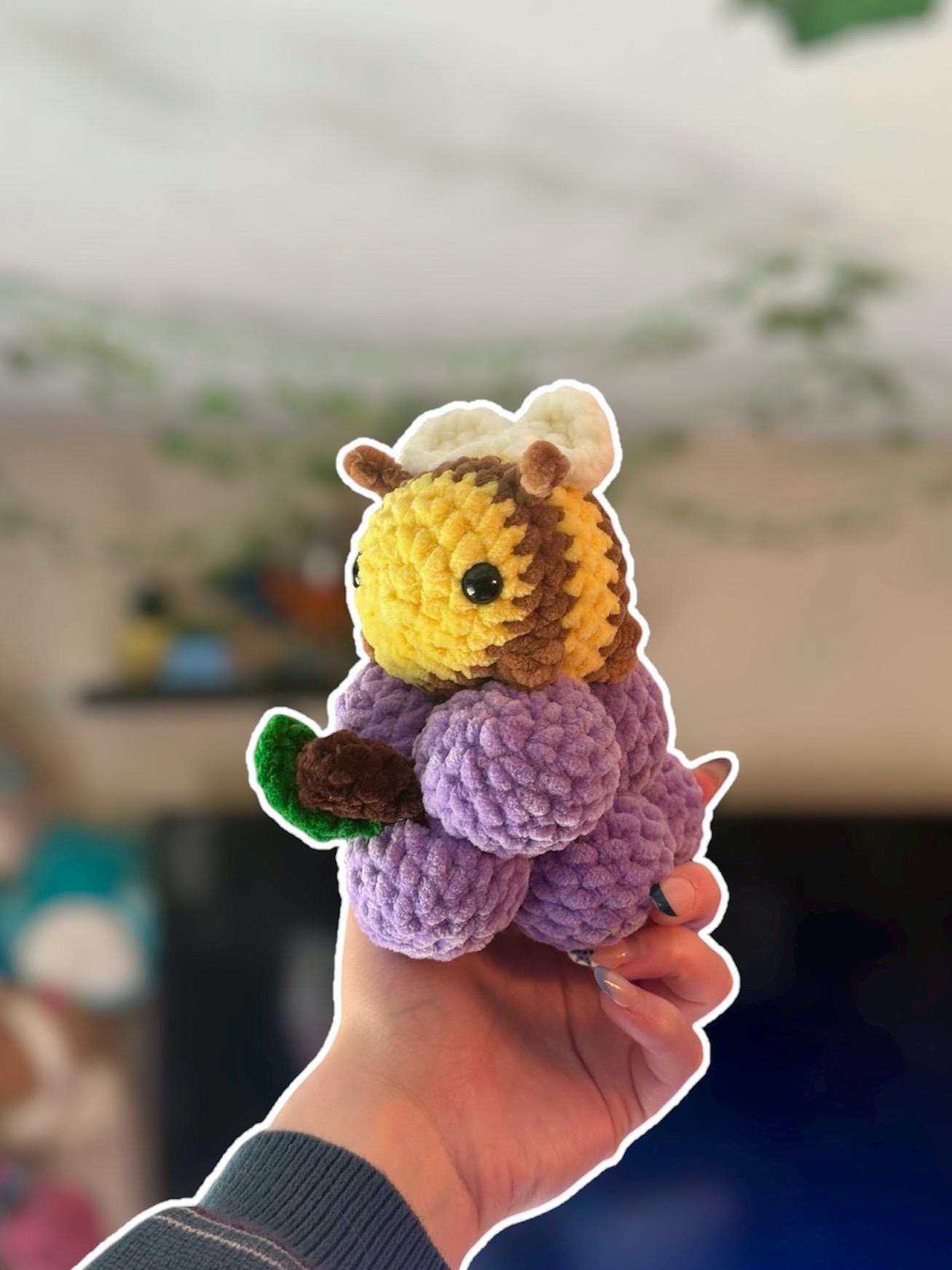 Handmade Crochet Bee Plushie - Stuffed Vineyard Amigurumi thumbnail 3