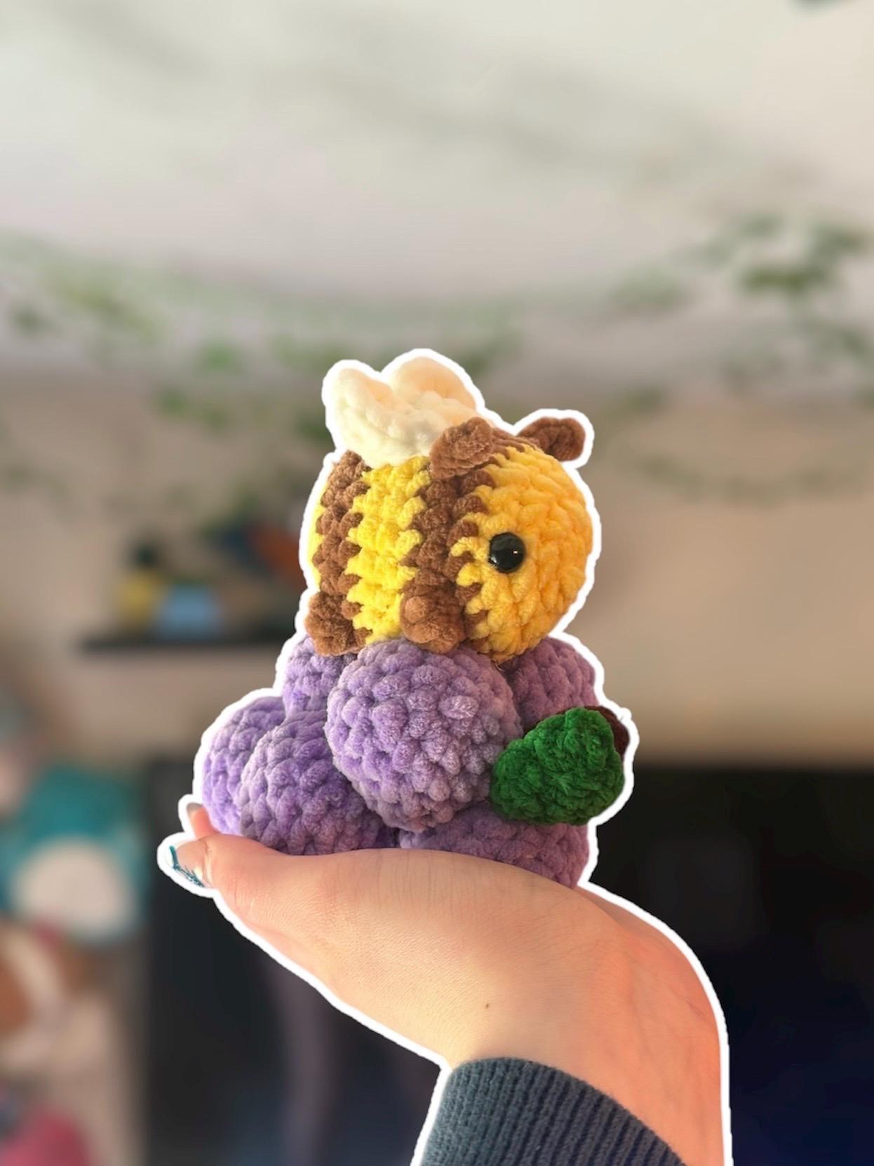 Handmade Crochet Bee Plushie - Stuffed Vineyard Amigurumi