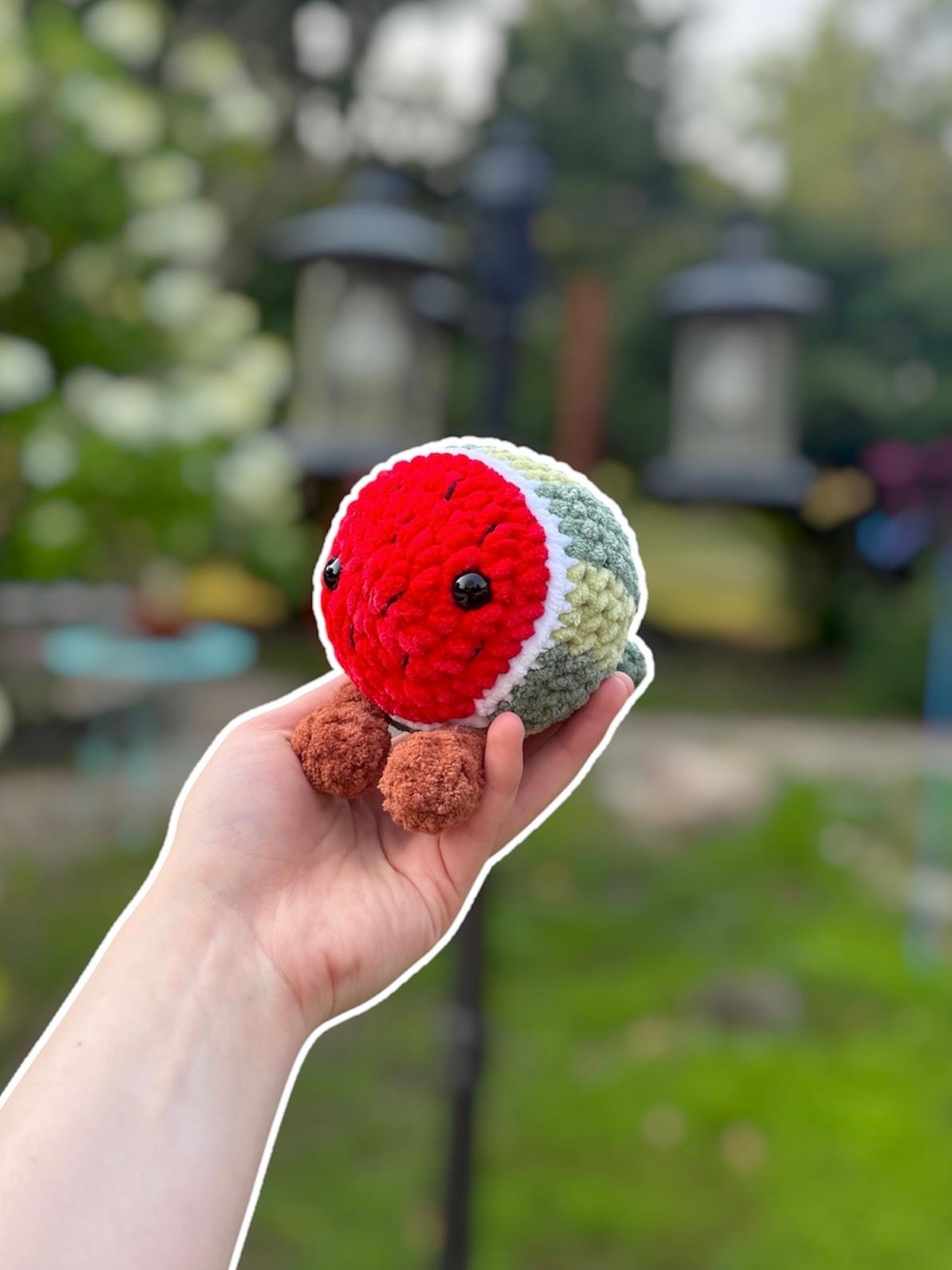 Handmade Crochet Watermelon Plushie thumbnail 3