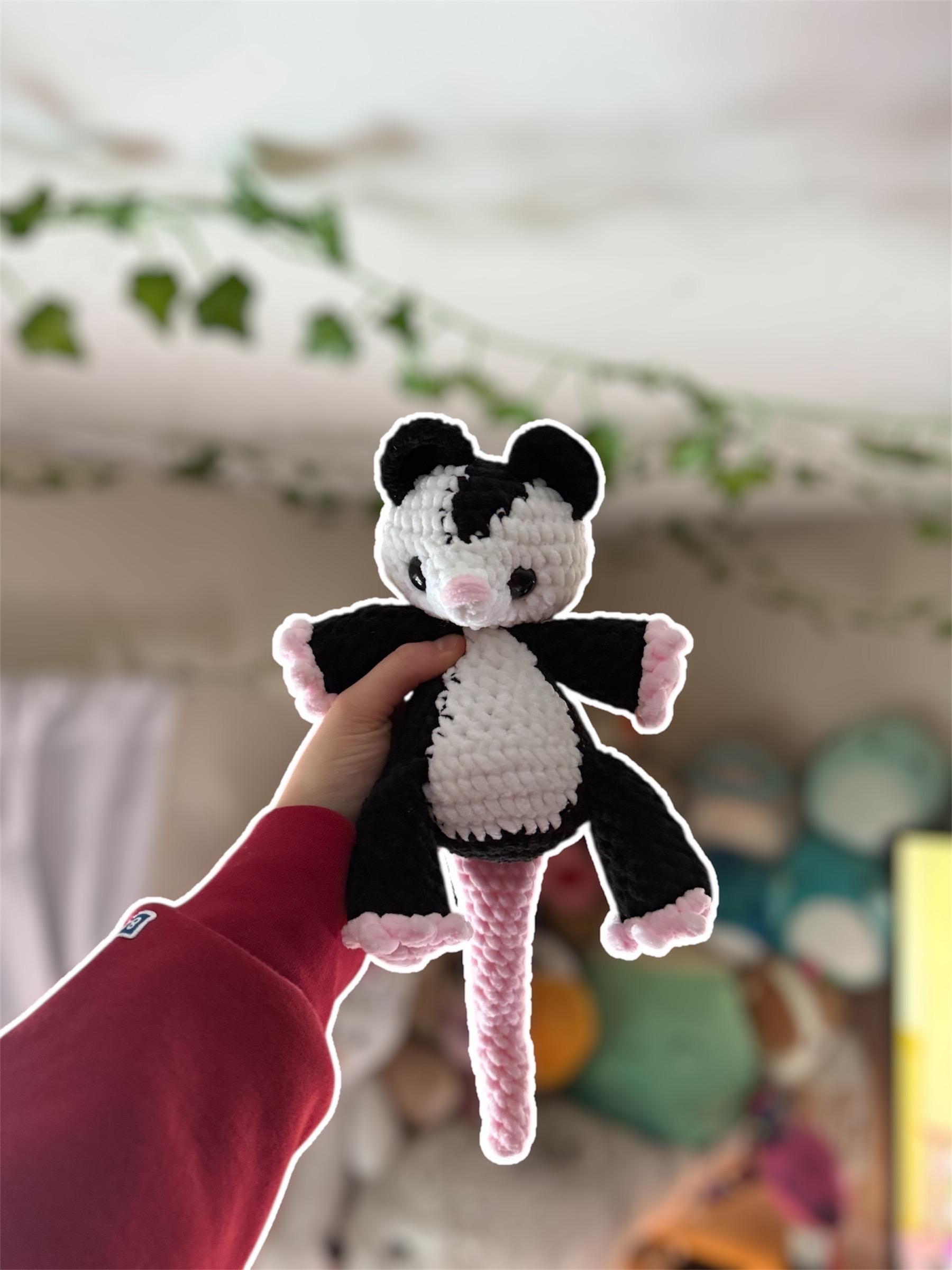 Handmade Crochet Opossum Plushie – Soft Kawaii Amigurumi Toy