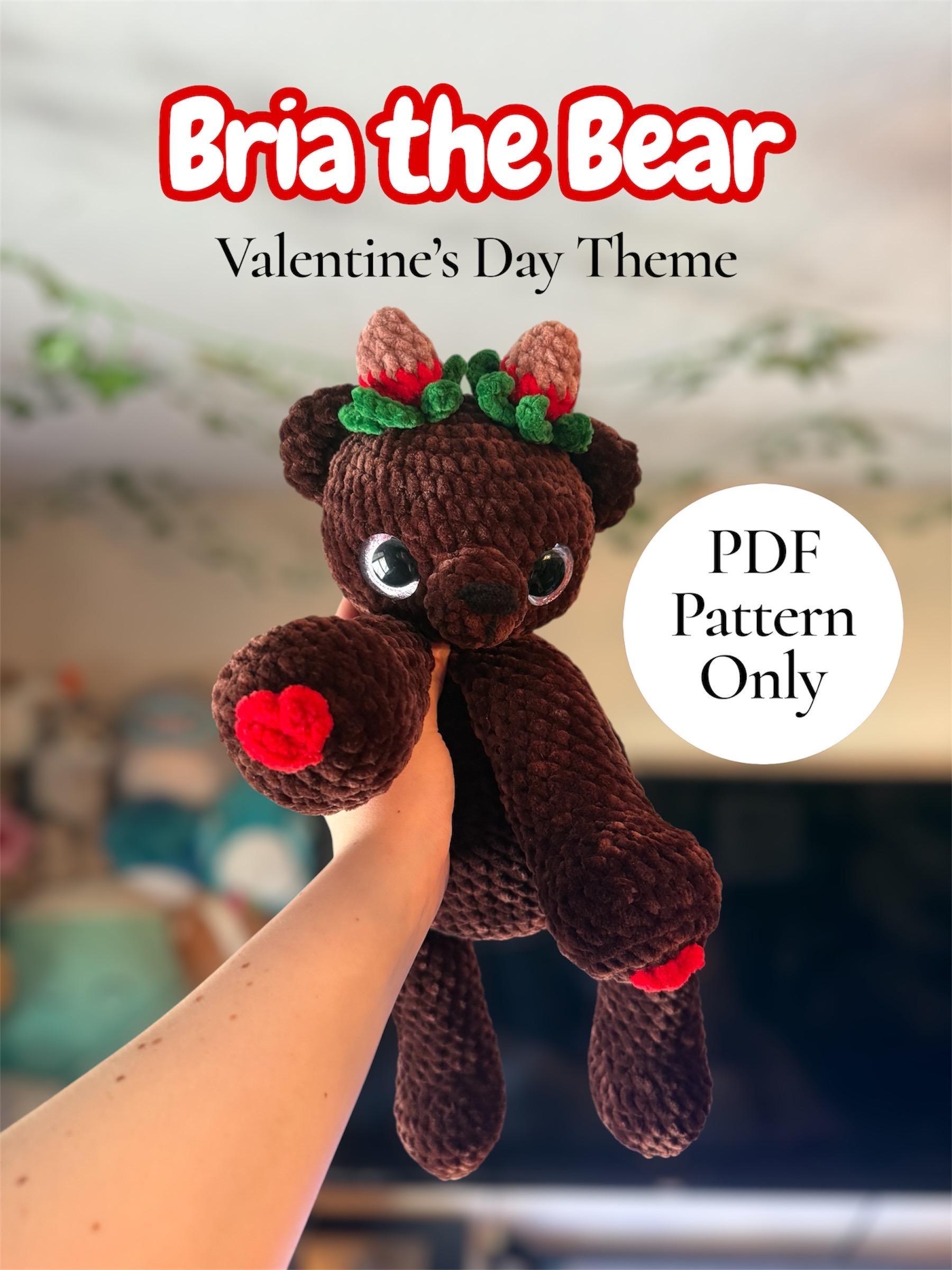 Bria the Valentines Day Bear Amigurumi Crochet Pattern - Easy Intermediate DIY (PDF Digital Download)
