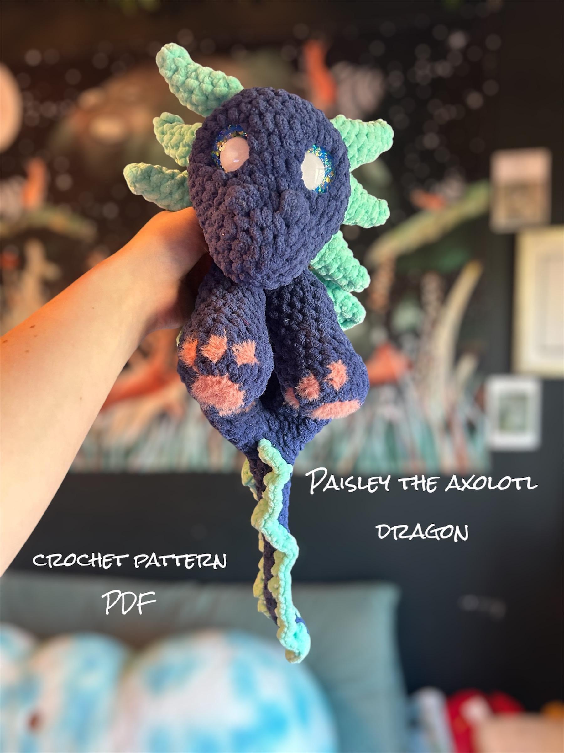 Paisley the Axolotl Dragon Pattern - Intermediate Crochet (PDF Digital Download)