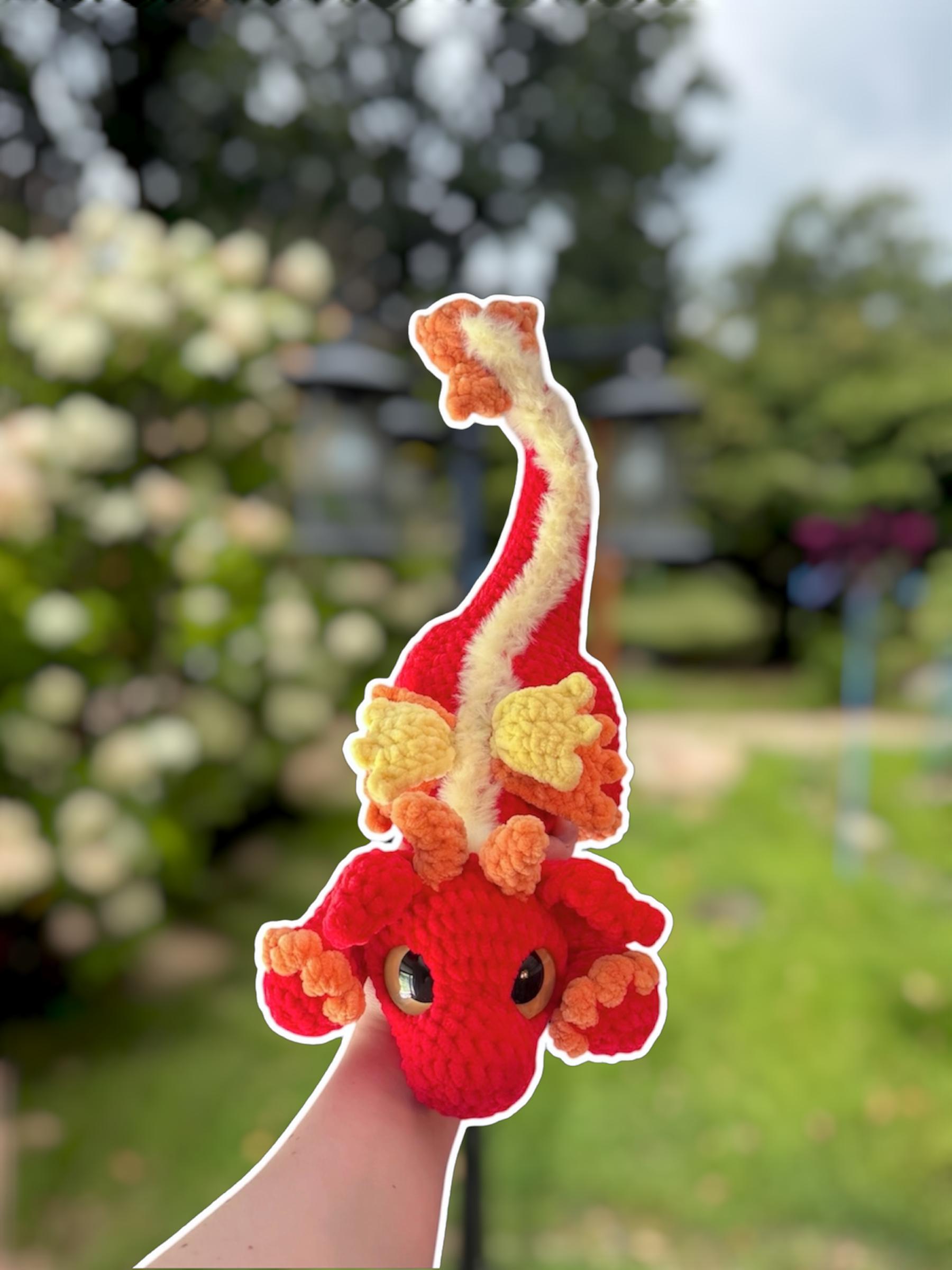 Handmade Crochet Playful Dragon Plushie – Stuffed Animal Amigurumi