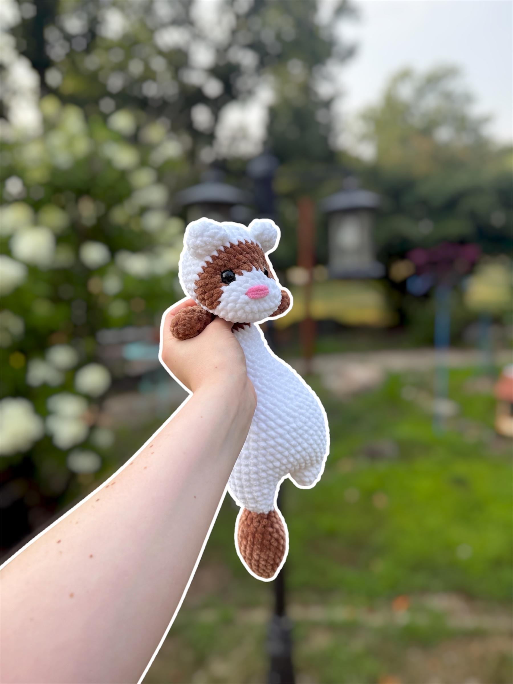 Large Handmade Crochet Weighted Ferret Plushie thumbnail 3