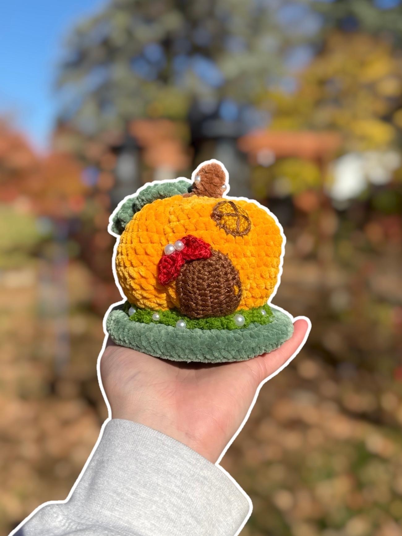 Handmade Crochet Pumpkin Fairy House