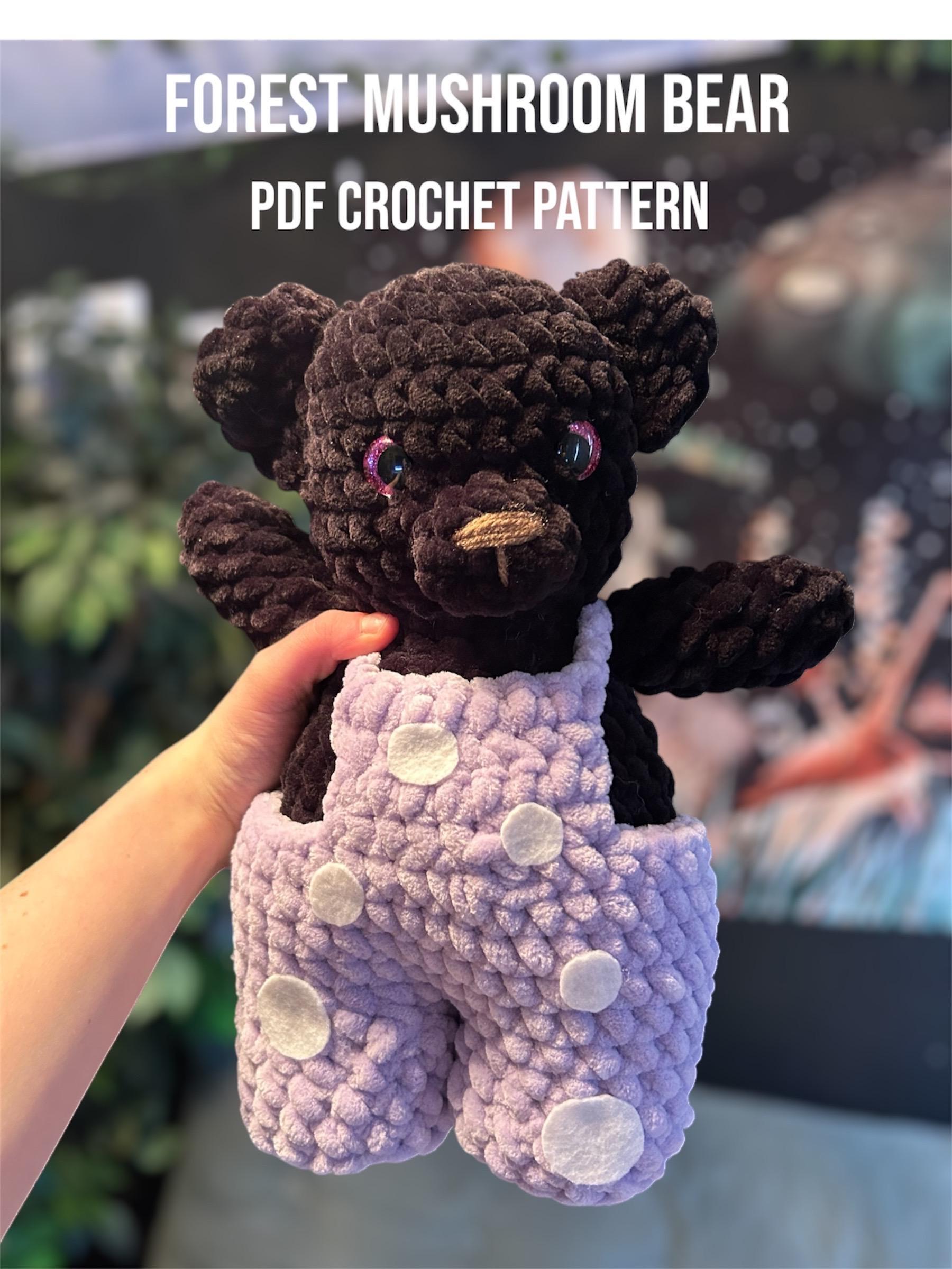 Forest Mushroom Bear Amigurumi Crochet Pattern - Easy Intermediate Crochet (PDF Digital Download)