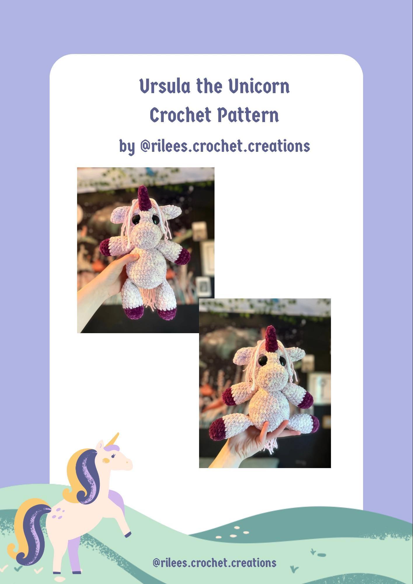 Ursula the Unicorn Amigurumi Crochet Pattern - Easy Intermediate Pattern (PDF Digital Download)