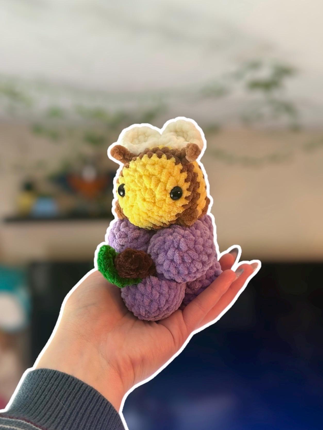 Handmade Crochet Bee Plushie - Stuffed Vineyard Amigurumi thumbnail 4