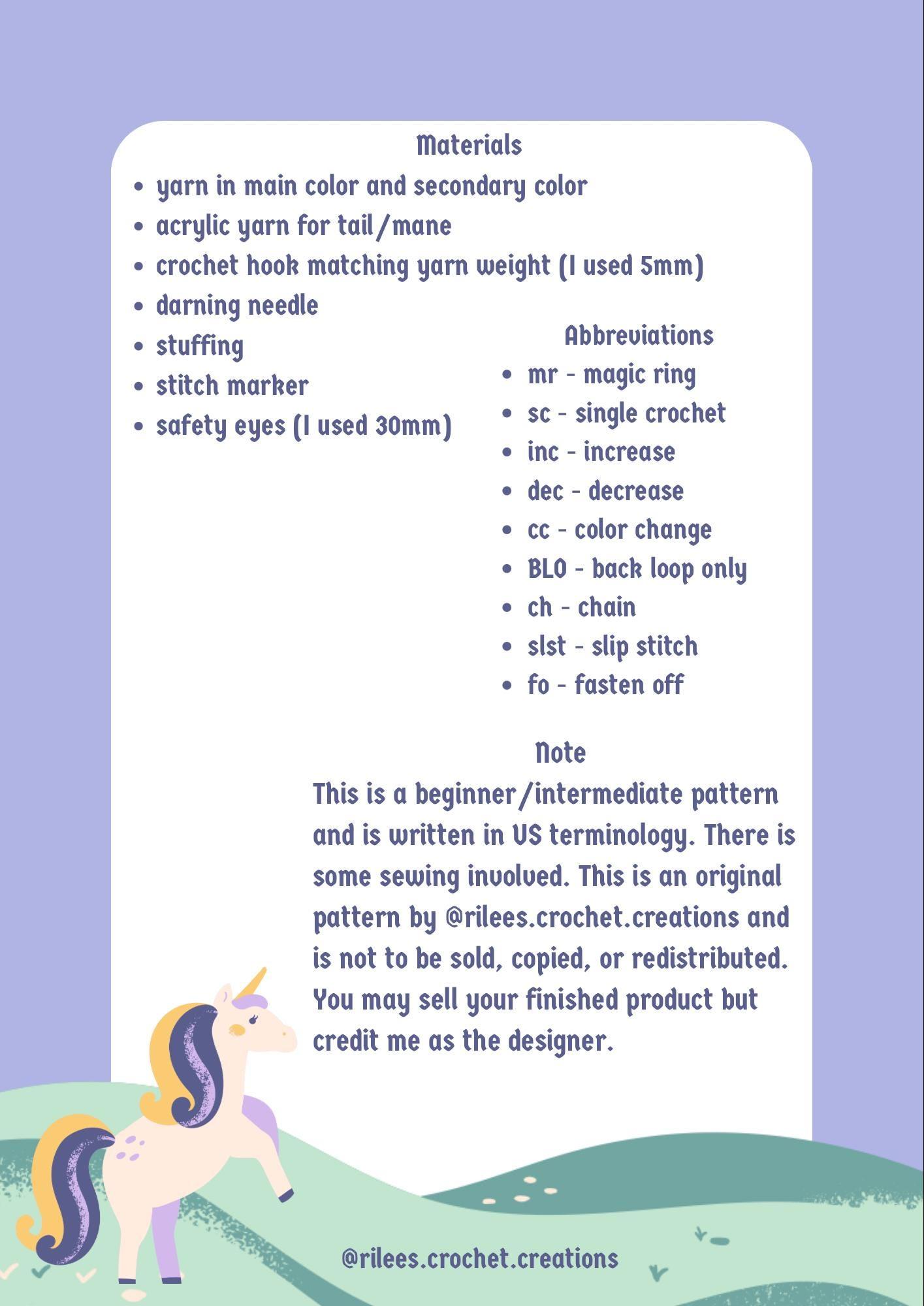 Ursula the Unicorn Amigurumi Crochet Pattern - Easy Intermediate Pattern (PDF Digital Download) thumbnail 5