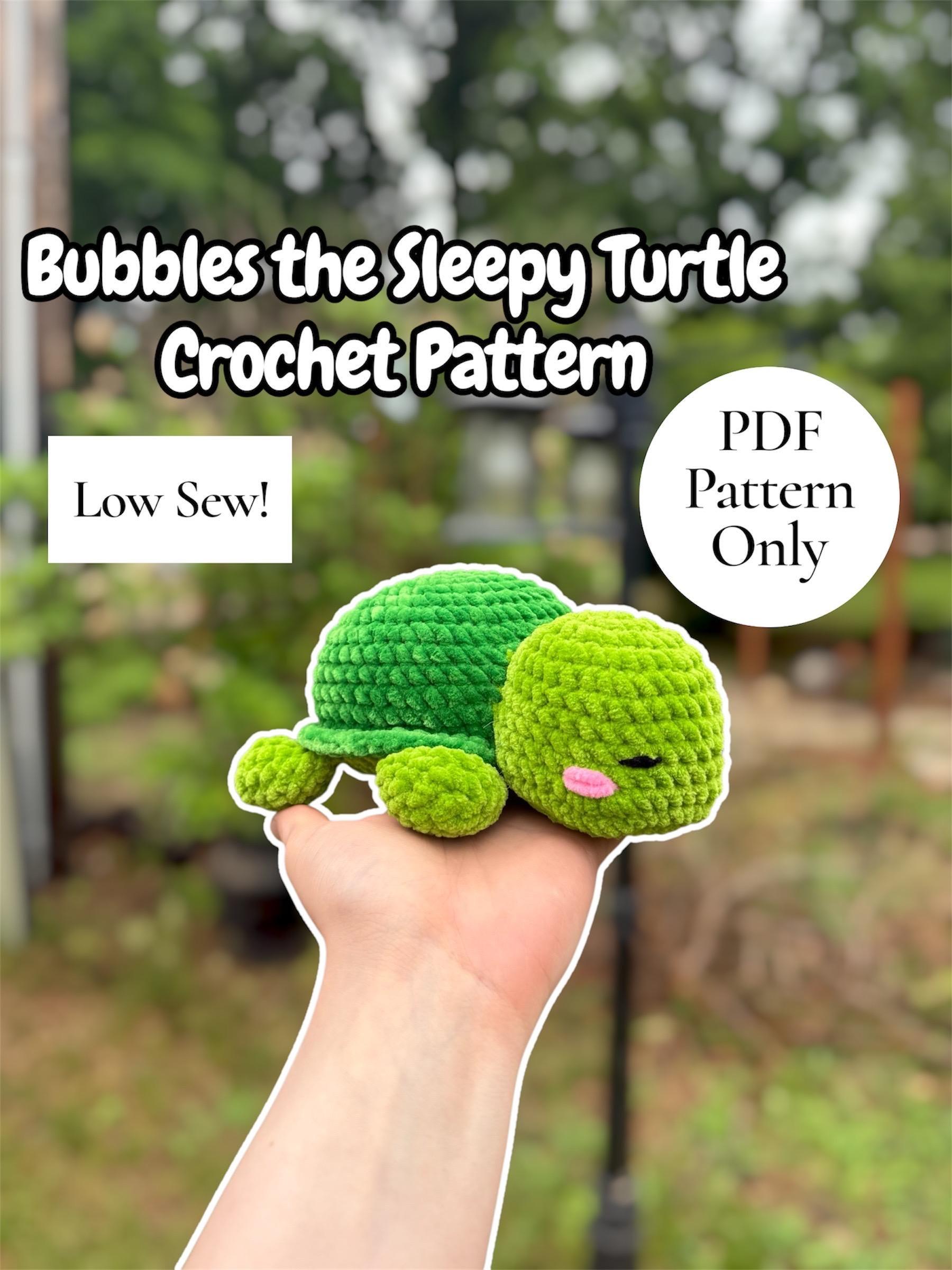 Bubbles the Sleepy Turtle Amigurumi Crochet Pattern - Beginner Intermediate Pattern DIY (PDF Digital Download)