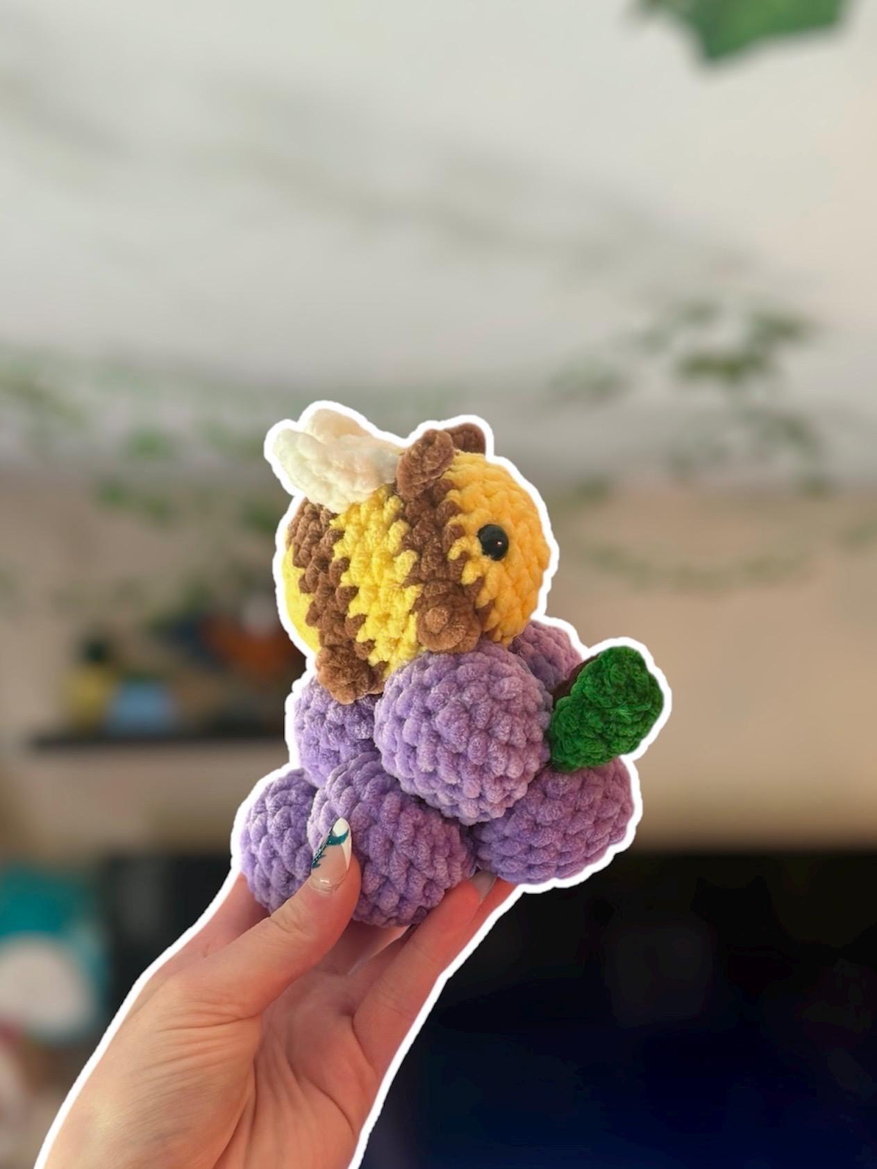 Handmade Crochet Bee Plushie - Stuffed Vineyard Amigurumi thumbnail 2
