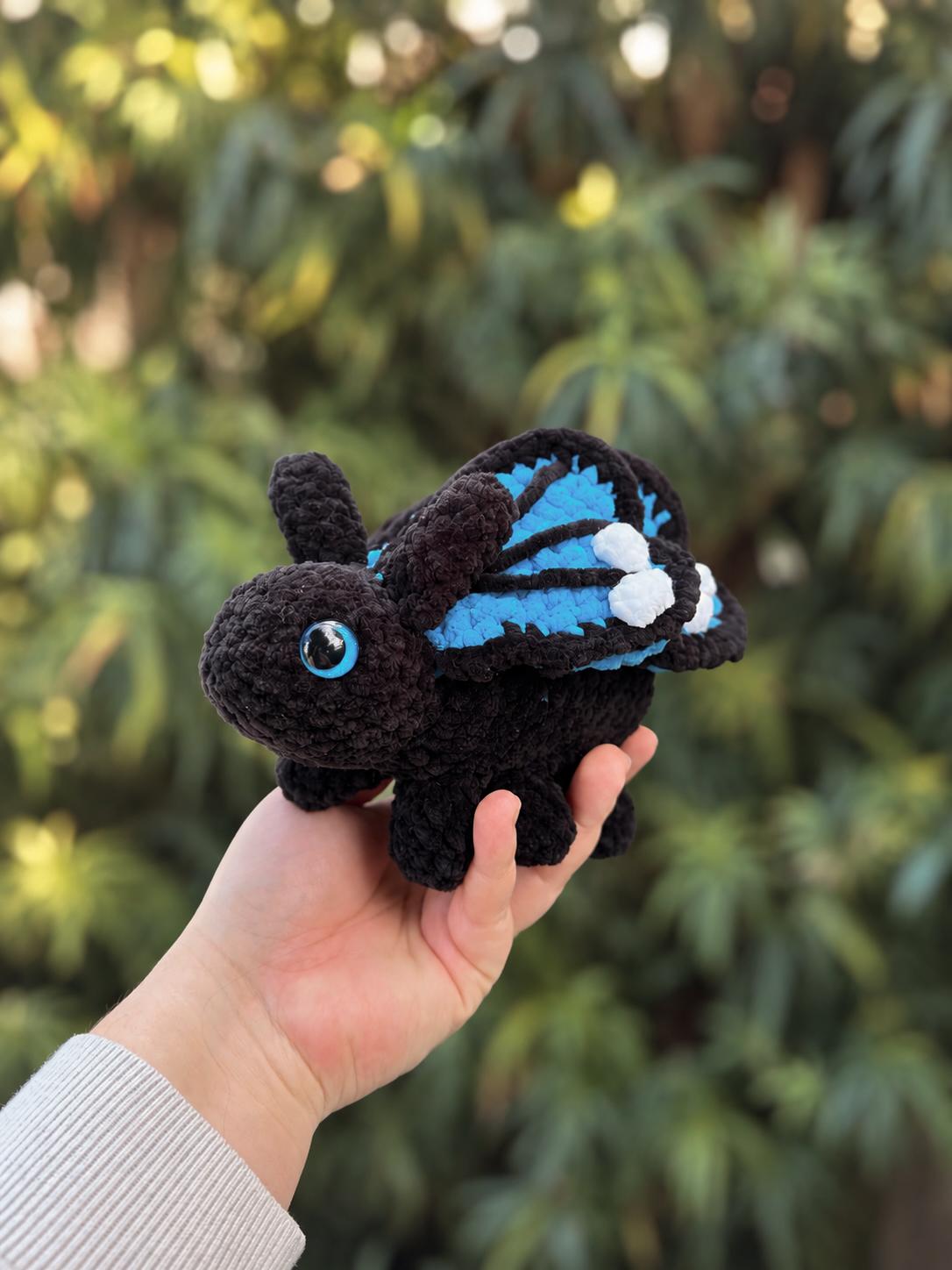 Crochet Butterfly Plushie – Black & Blue Butterfly Amigurumi thumbnail 2