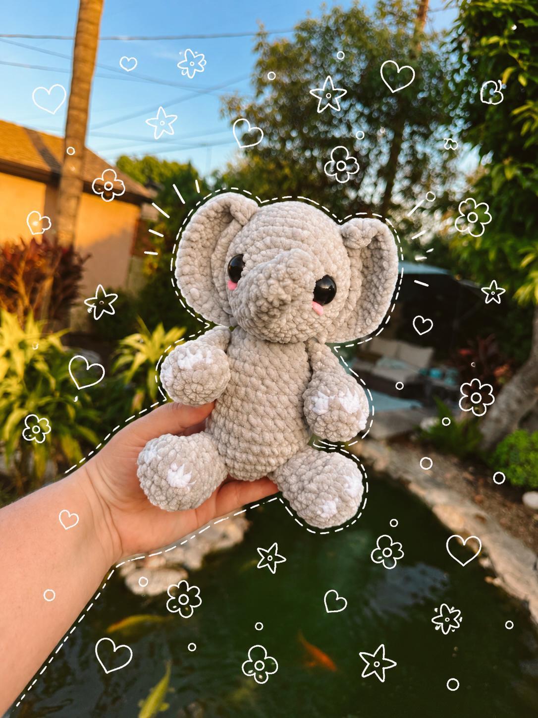 Handmade Crochet Elephant Plushie | Soft Amigurumi Stuffed Animal (Baby Shower Gift)