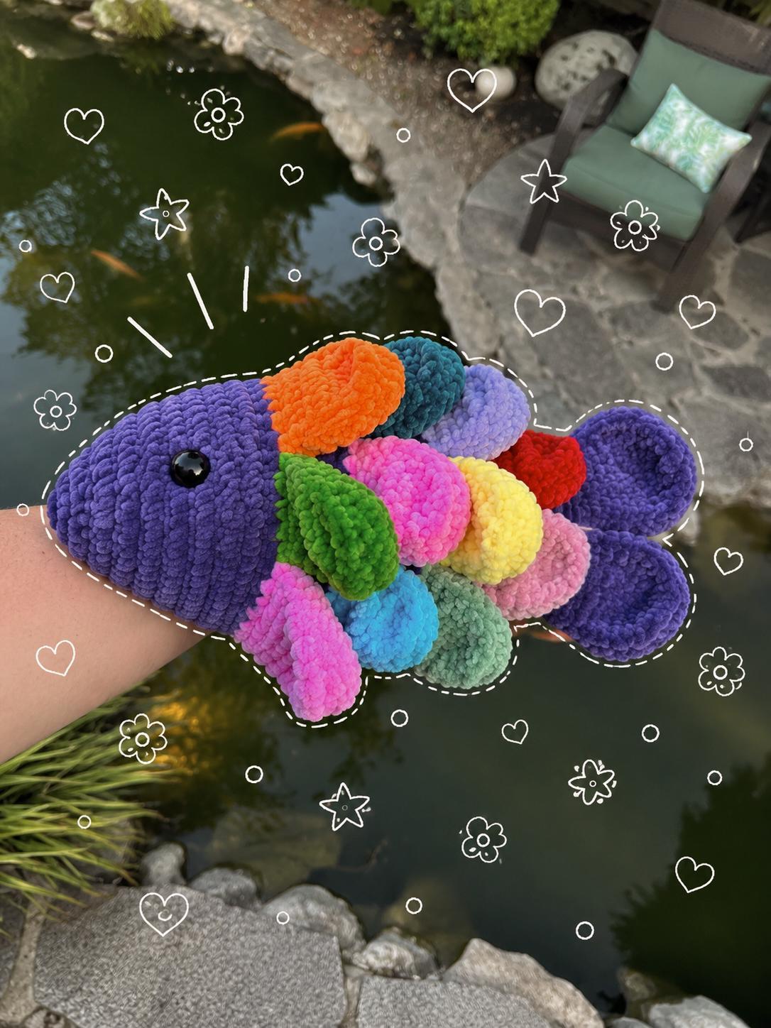 Crochet Fidget Fish Plushie | Colorful Sensory Toy | Handmade Interactive Fish | Fidget Plush