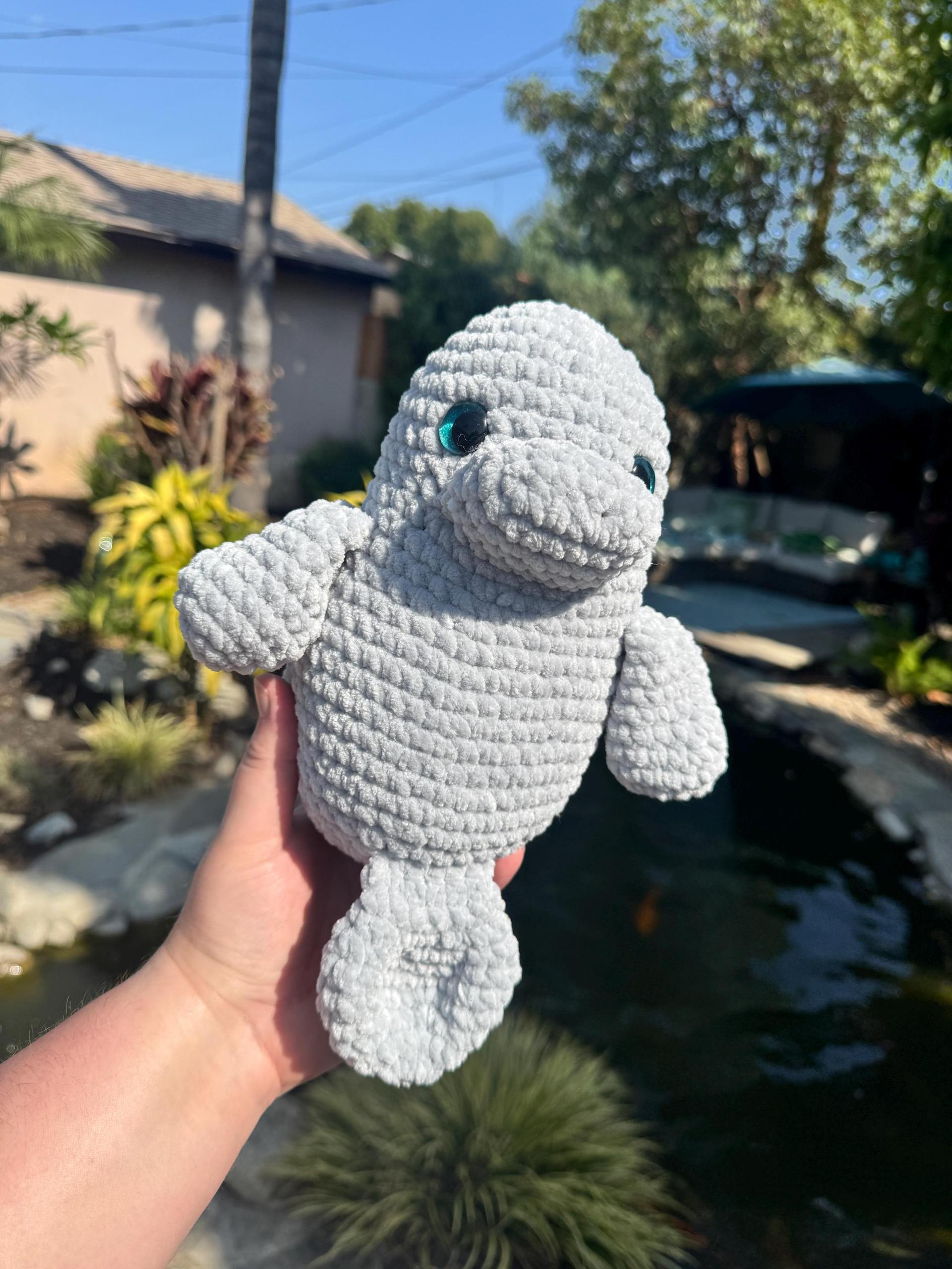 Handmade Crochet Manatee Plush | Manatee Stuffed Animal | Ocean Animal Plushie | Amigurumi Sea Cow Gift thumbnail 2