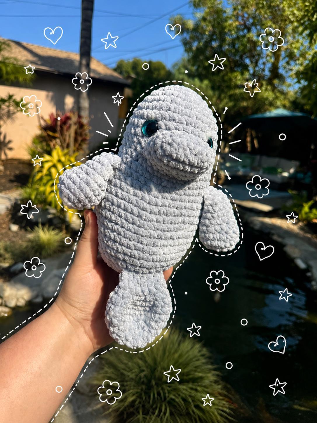 Handmade Crochet Manatee Plush | Manatee Stuffed Animal | Ocean Animal Plushie | Amigurumi Sea Cow Gift