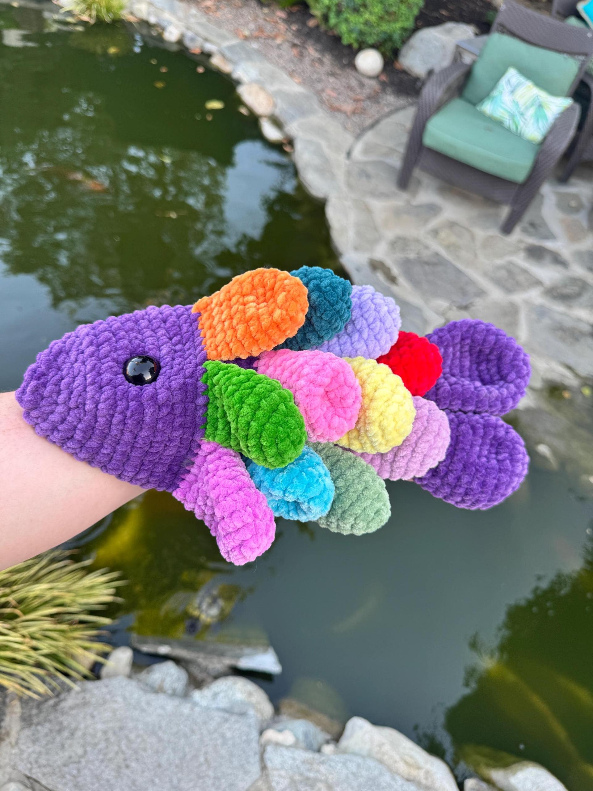 Crochet Fidget Fish Plushie | Colorful Sensory Toy | Handmade Interactive Fish | Fidget Plush thumbnail 2