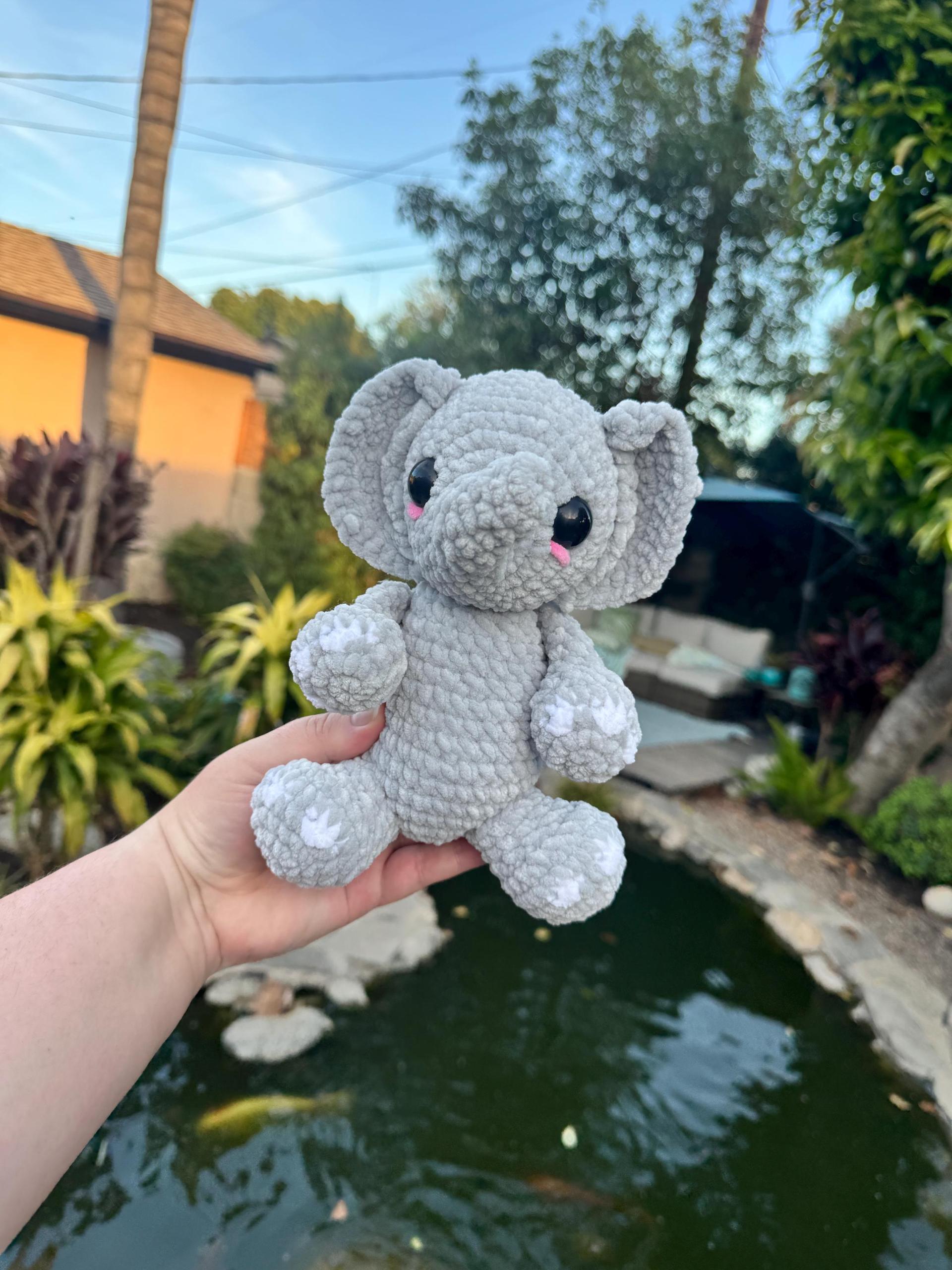 Handmade Crochet Elephant Plushie | Soft Amigurumi Stuffed Animal (Baby Shower Gift) thumbnail 2