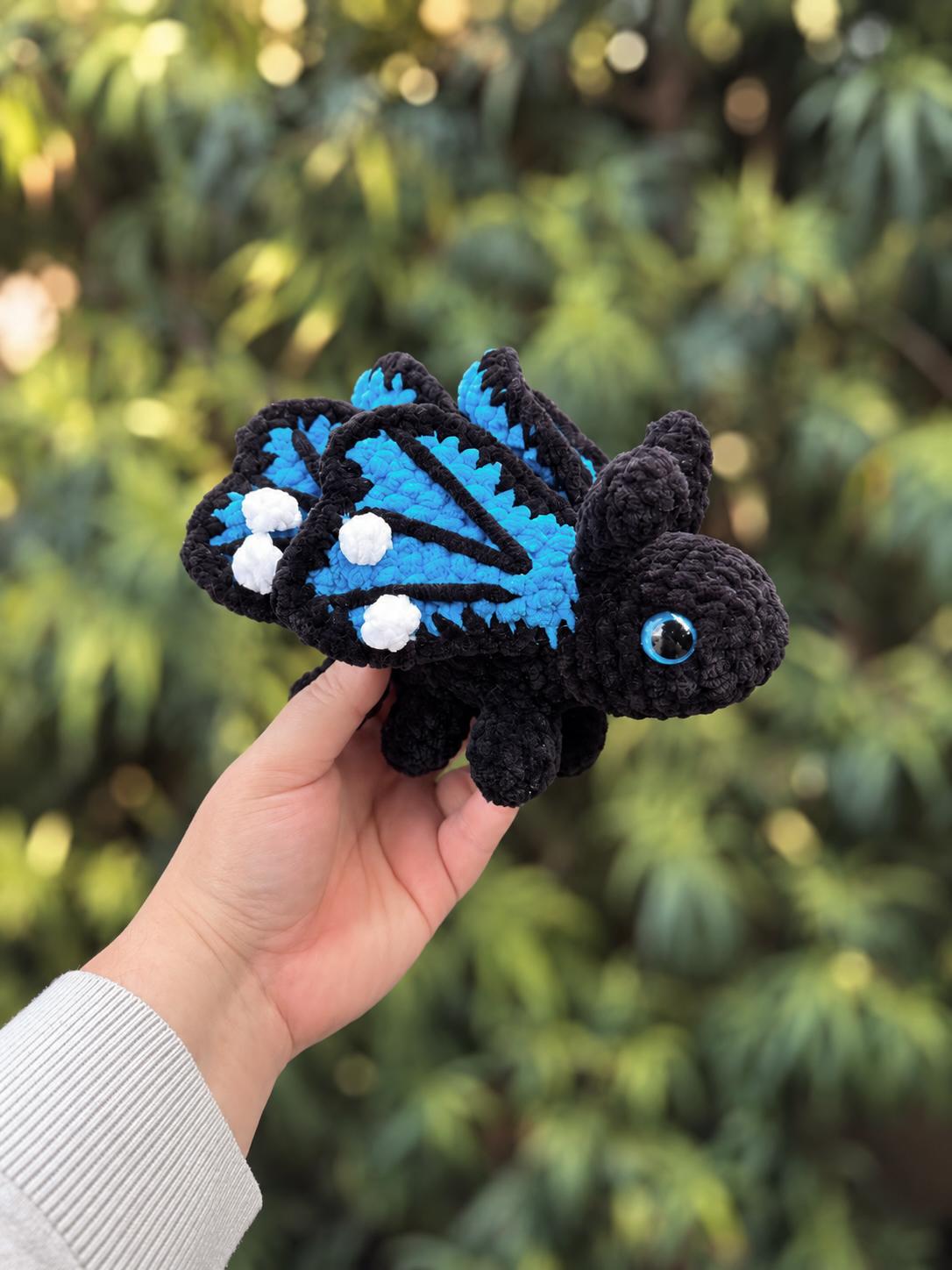 Crochet Butterfly Plushie – Black & Blue Butterfly Amigurumi