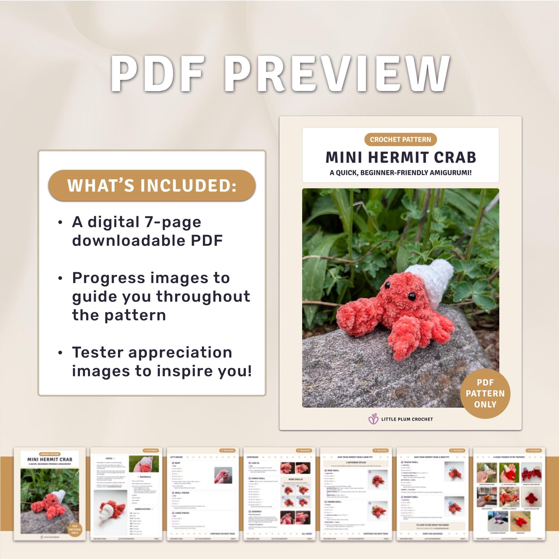 Mini Hermit Crab | Low Sew Amigurumi (PDF Download) thumbnail 2