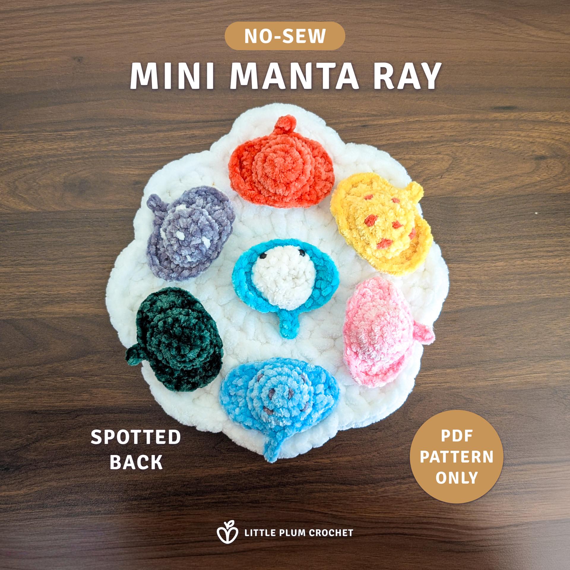 Mini Manta Ray Crochet Pattern (PDF) | No Sew Amigurumi Plush | Beginner Friendly