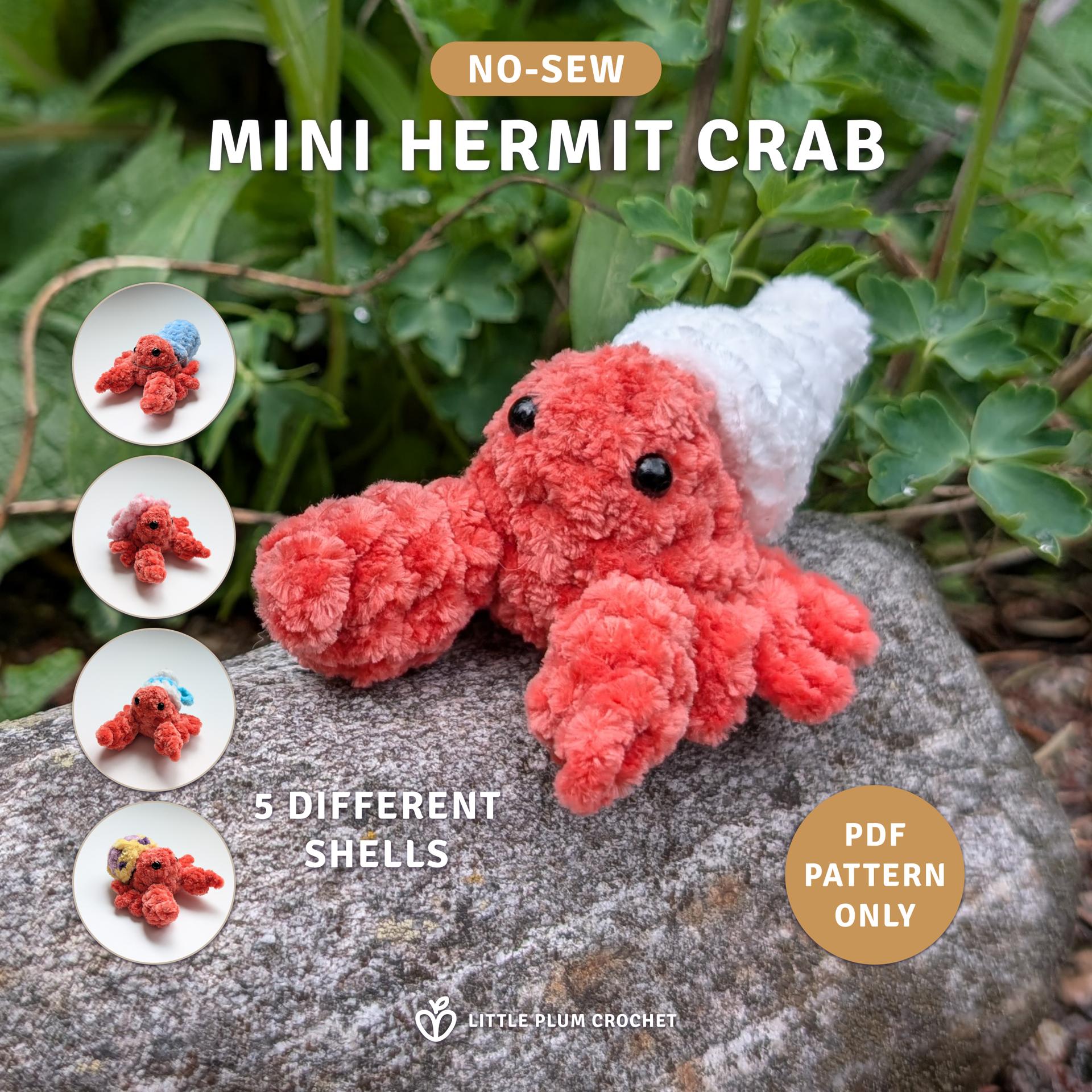 Mini Hermit Crab Crochet Pattern (PDF) | Low Sew Amigurumi Plush | Beginner Friendly