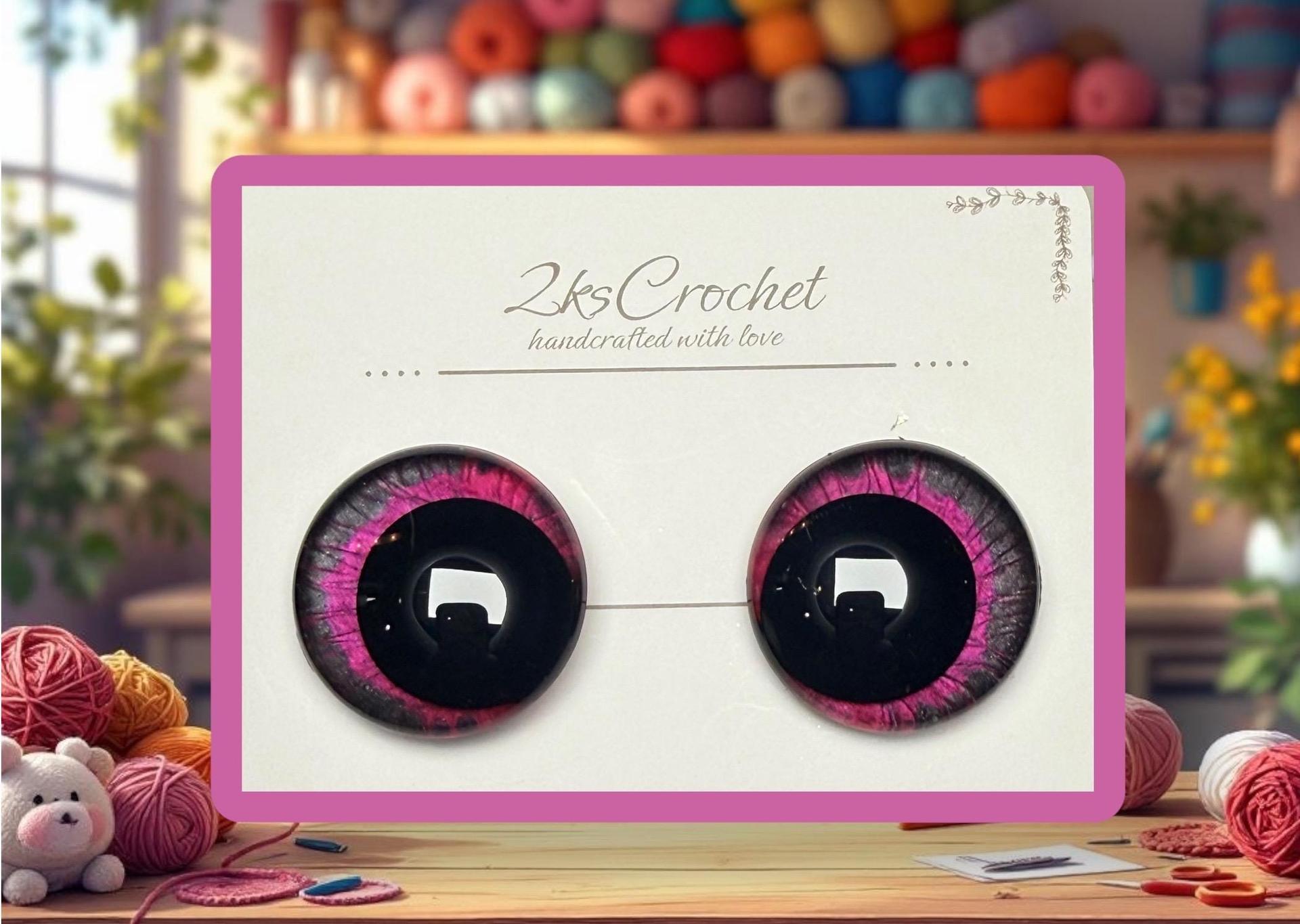 Ares Safety Eyes | Pink Black Glitter Resin Eyes | Amigurumi Eyes | Dragon Eyes | Handmade Safety Eyes | Custom Crochet Eyes thumbnail 3