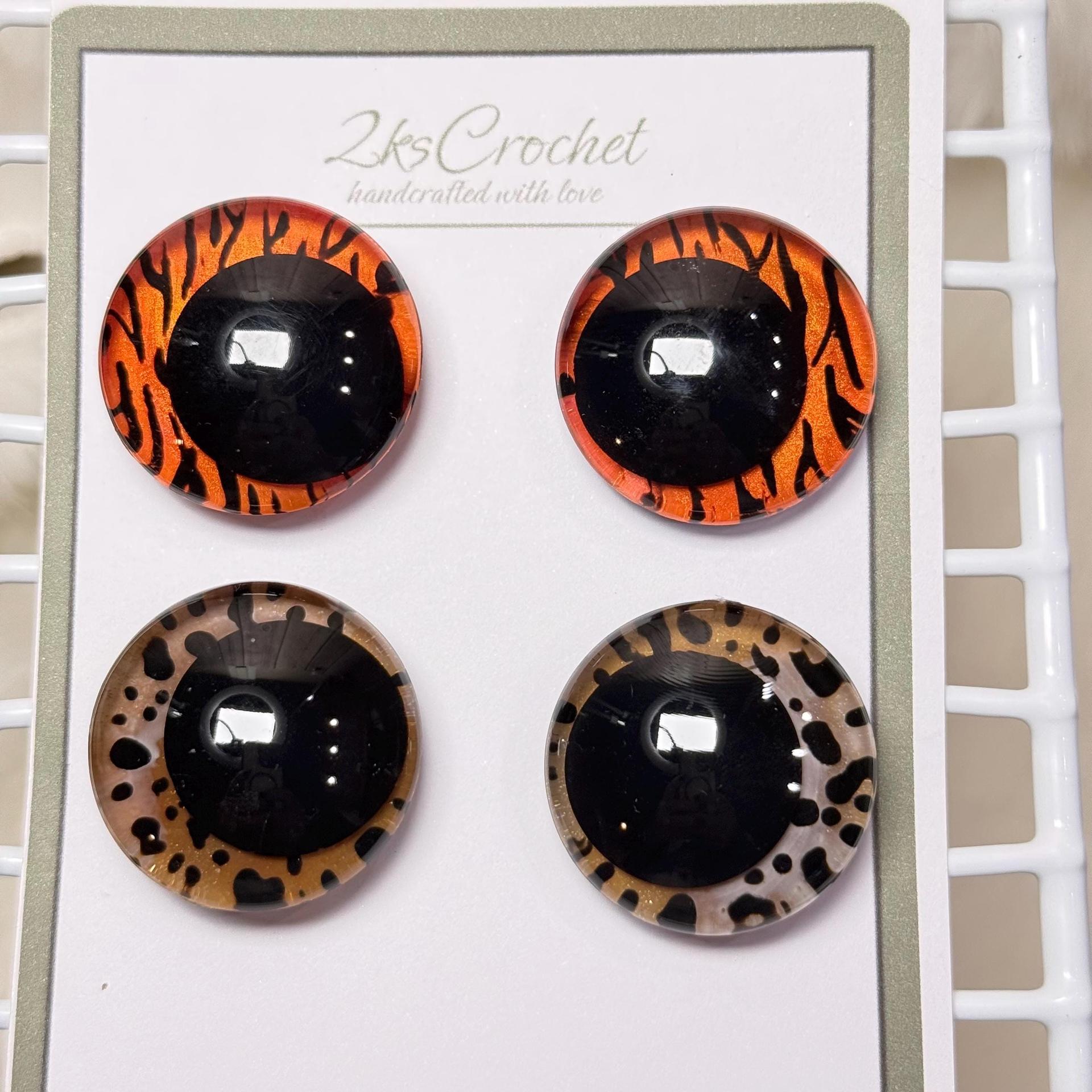Tiger and Leopard Eyes | Hand Painted | Amigurumi | Safety Eyes thumbnail 4