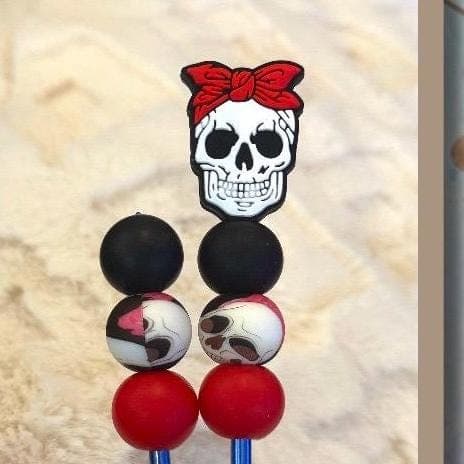 Skull Red Bow Amisticks | Crochet Sticks | Sewing Sticks | Amigurumi | plushies | see description thumbnail 2