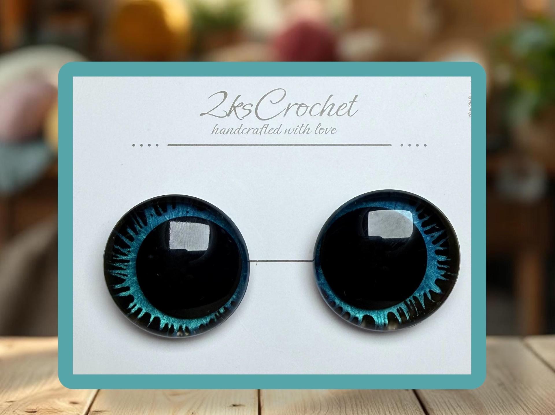 Labradorite  | Safety Eyes | Hand Painted Blue Black UV Resin Eyes | Amigurumi Eyes | Sinker eyes thumbnail 3