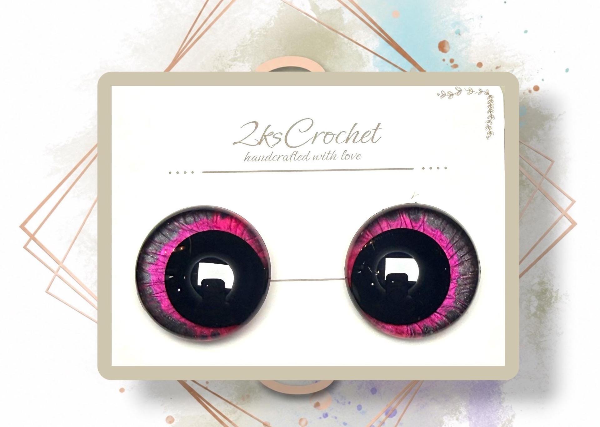 Ares Safety Eyes | Pink Black Glitter Resin Eyes | Amigurumi Eyes | Dragon Eyes | Handmade Safety Eyes | Custom Crochet Eyes