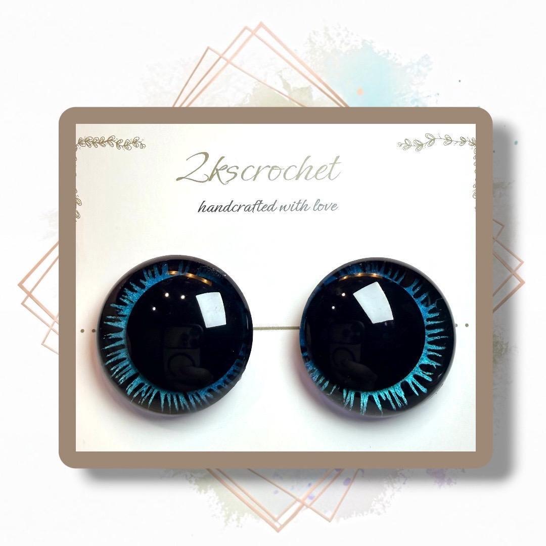 Labradorite  | Safety Eyes | Hand Painted Blue Black UV Resin Eyes | Amigurumi Eyes | Sinker eyes