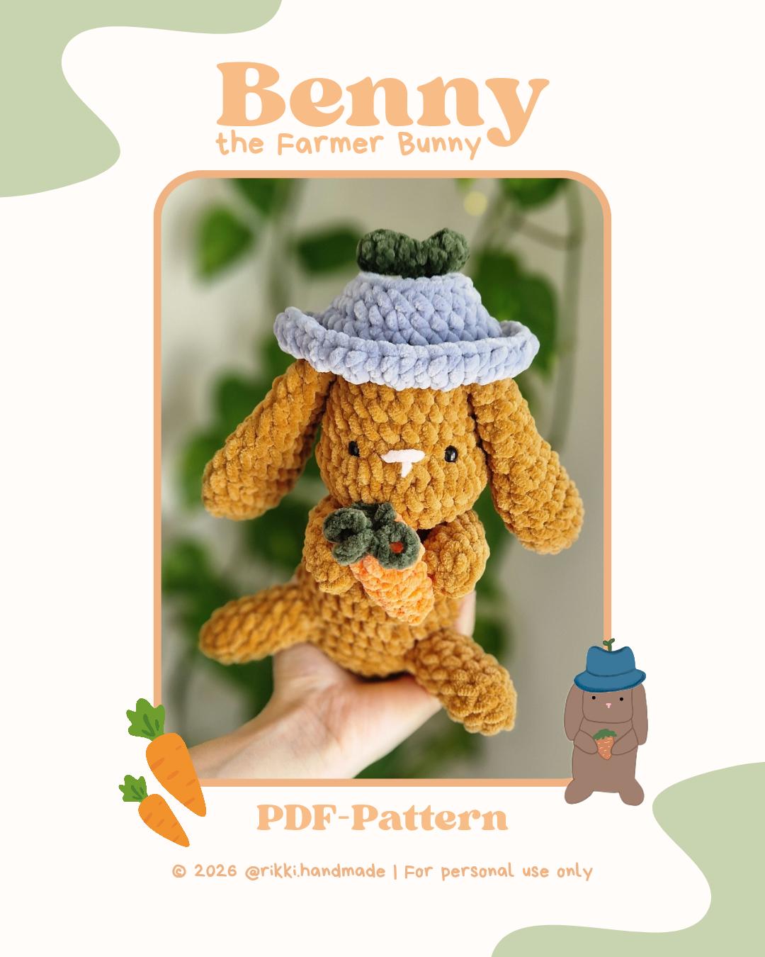 Benny the Farmer Bunny PDF-Crochet Pattern