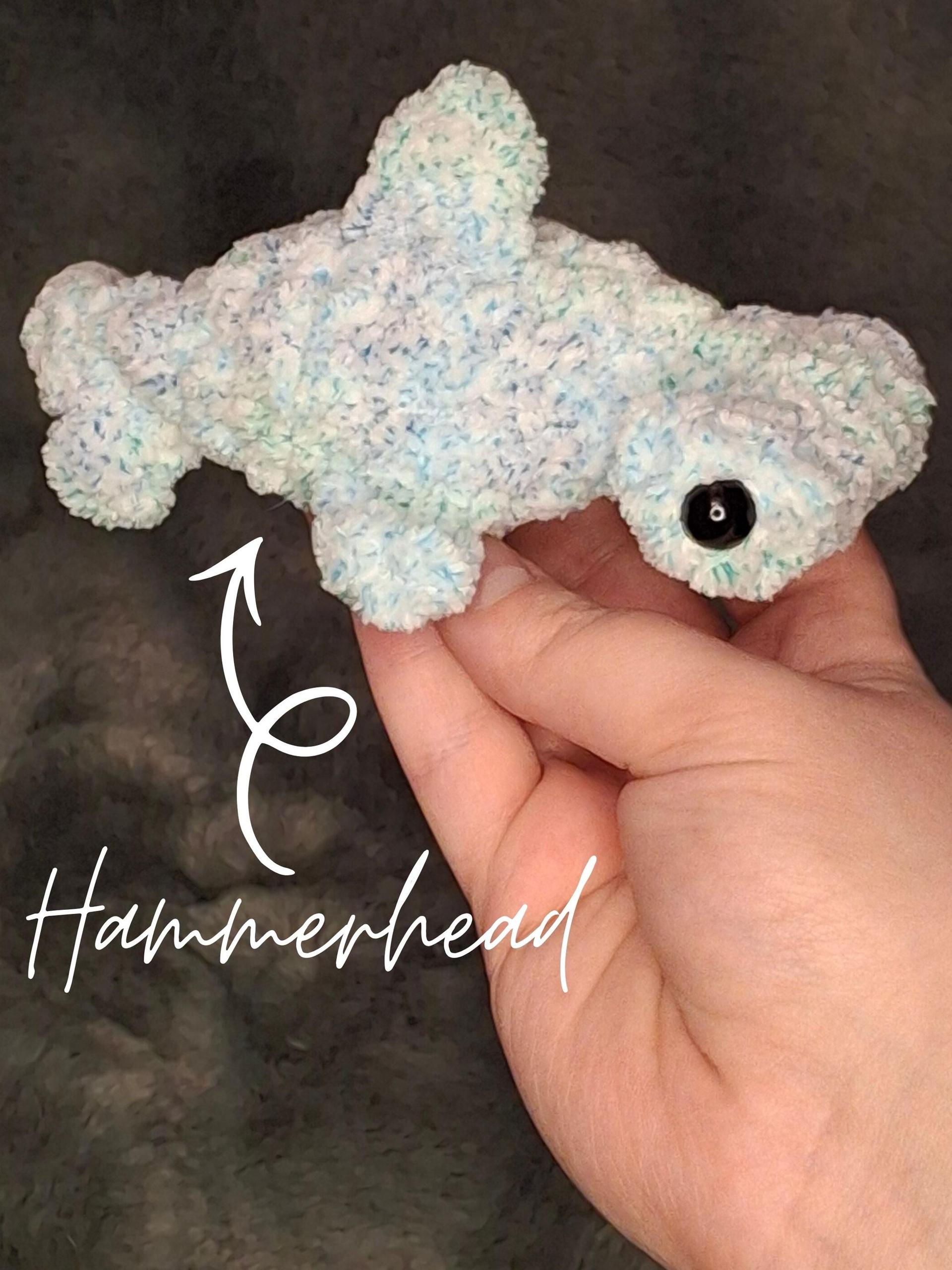Chunky Yarn Crochet Mini Shark Plushie – White, Hammerhead, Whale, Tiger Amigurumi thumbnail 3