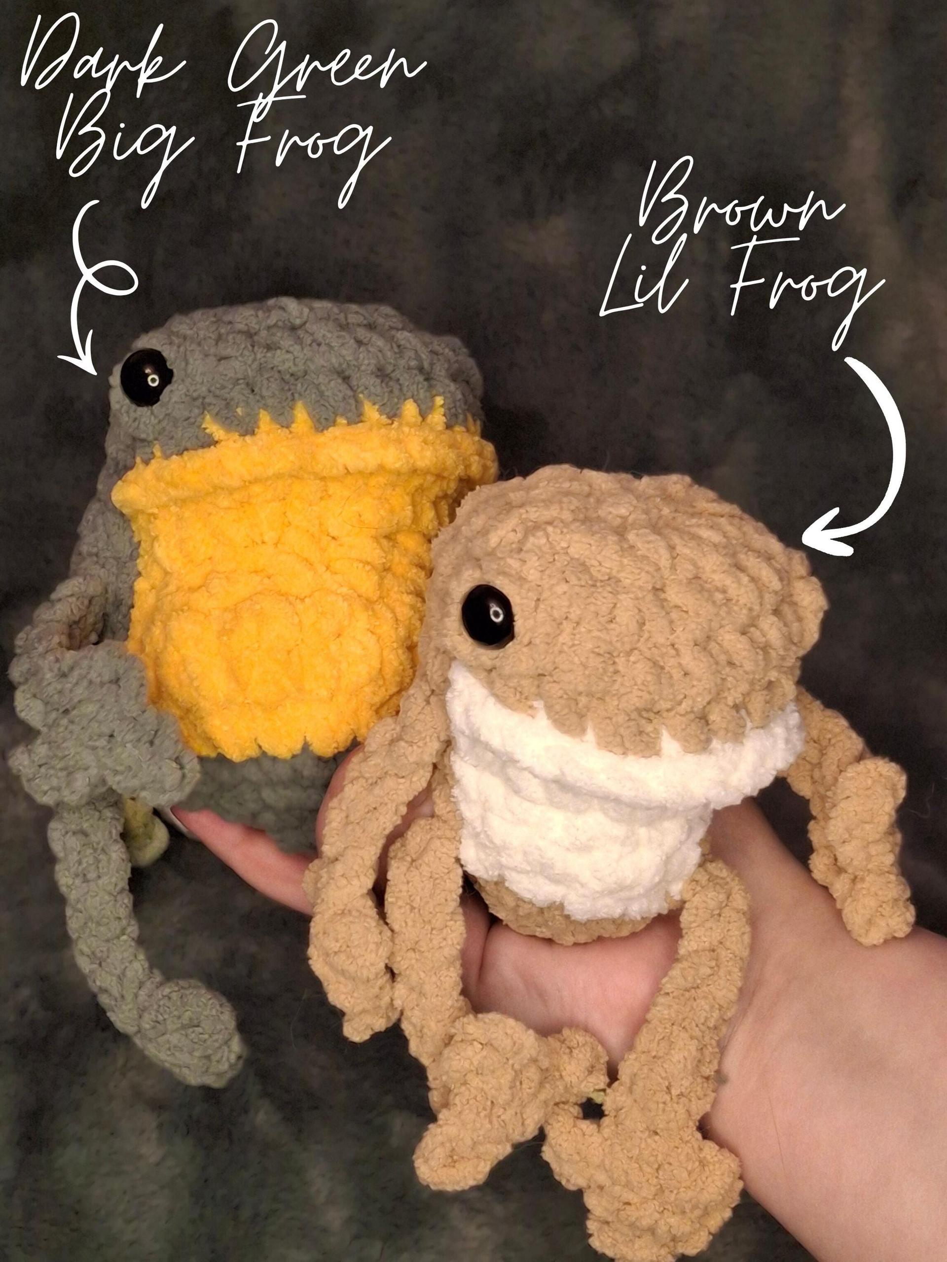 Derpy Frog Crochet Plushie - Big and Lil, Handmade Stuffed Animal, Amigurumi, Frog, Toad