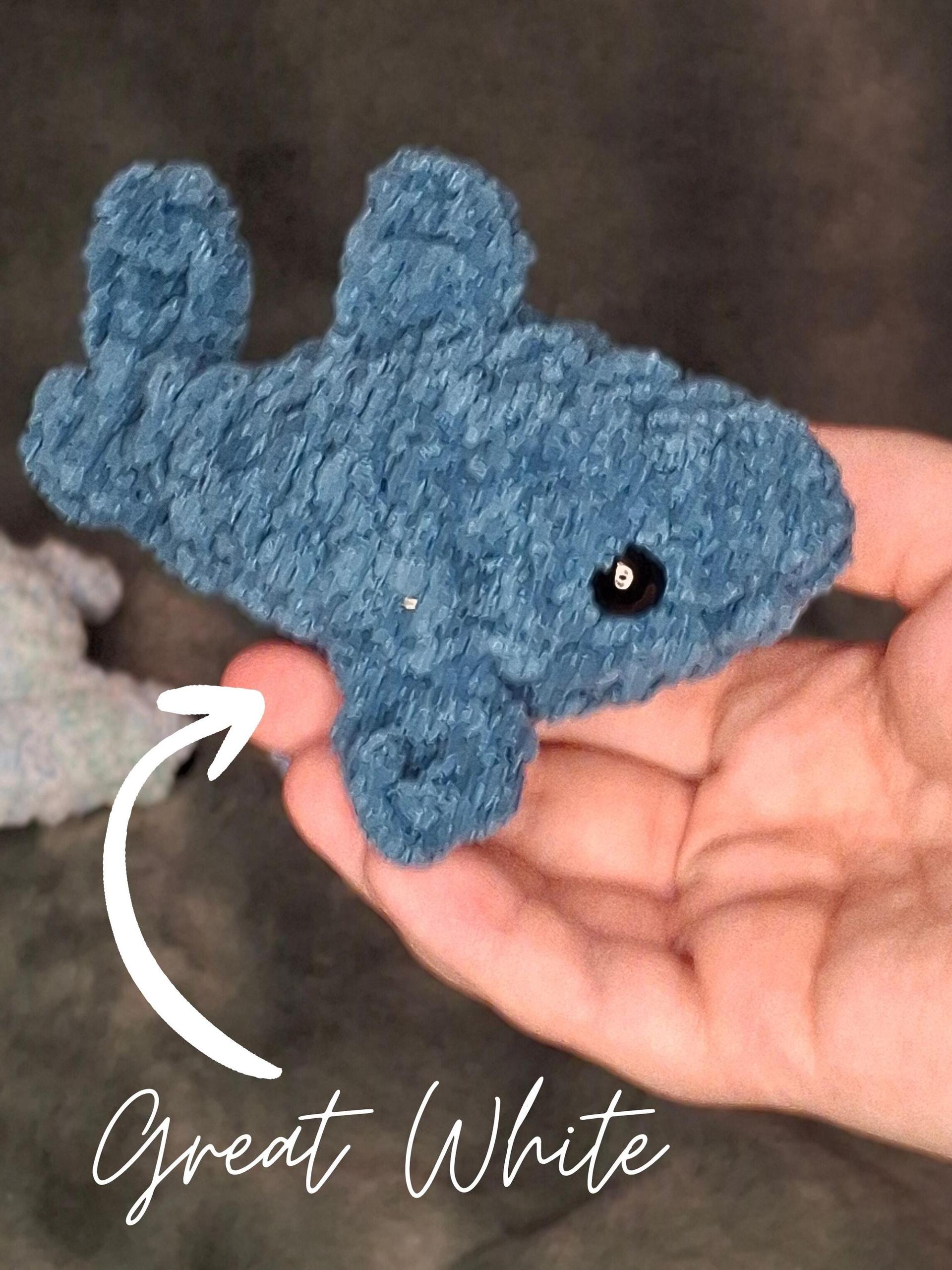 Chunky Yarn Crochet Mini Shark Plushie – White, Hammerhead, Whale, Tiger Amigurumi thumbnail 4