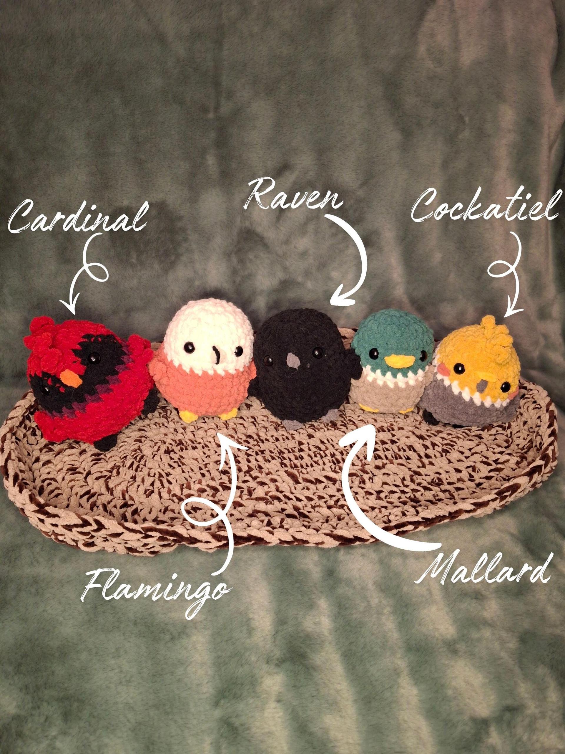 Amigurumi Crochet Bird Plushie – Cardinal, Penguin, Bluejay, Flamingo, Duck, Raven, Budgie, Cockatiel, Pigeon thumbnail 2