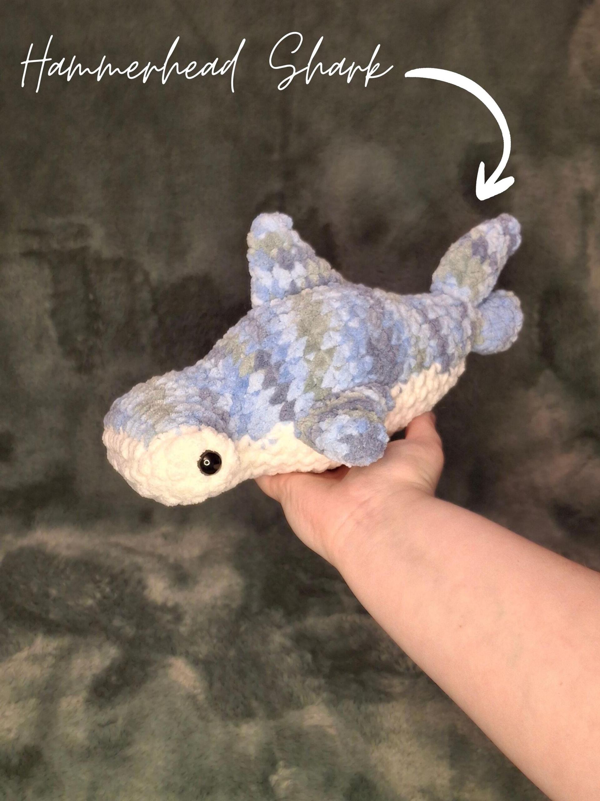Chunky Yarn Crochet Shark Plushie – Hammerhead, White, Whale Amigurumi thumbnail 3