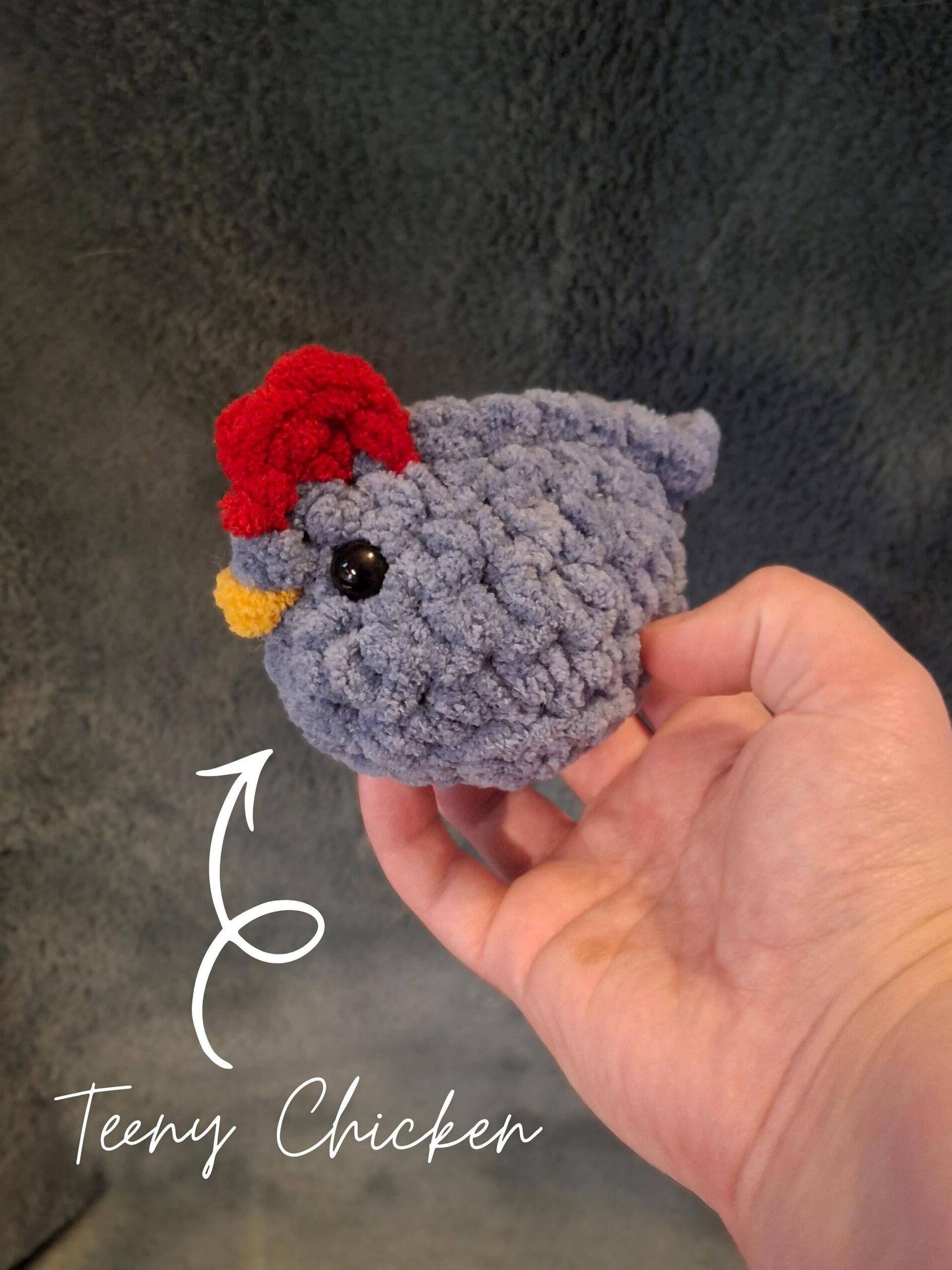 Chunky Chicken Crochet Plushie - Big, Lil and Teeny, Handmade Stuffed Animal, Amigurumi thumbnail 3