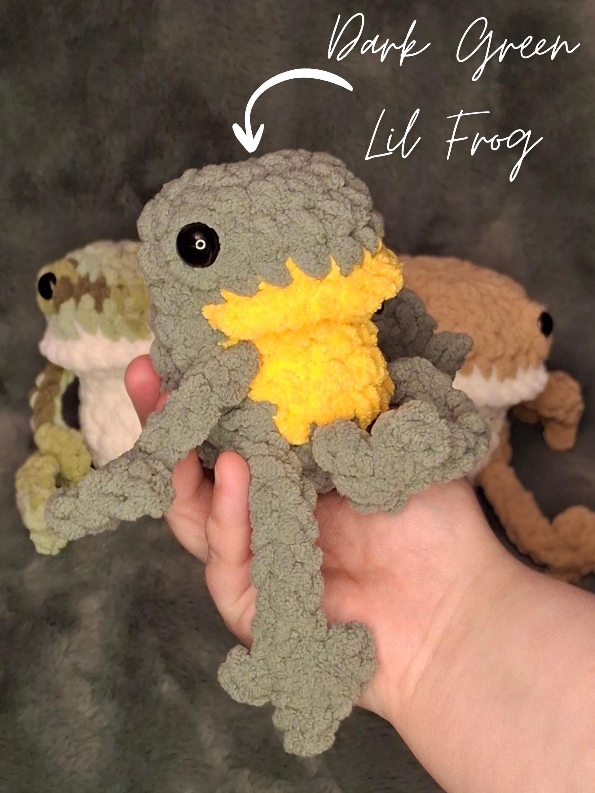 Derpy Frog Crochet Plushie - Big and Lil, Handmade Stuffed Animal, Amigurumi, Frog, Toad thumbnail 4