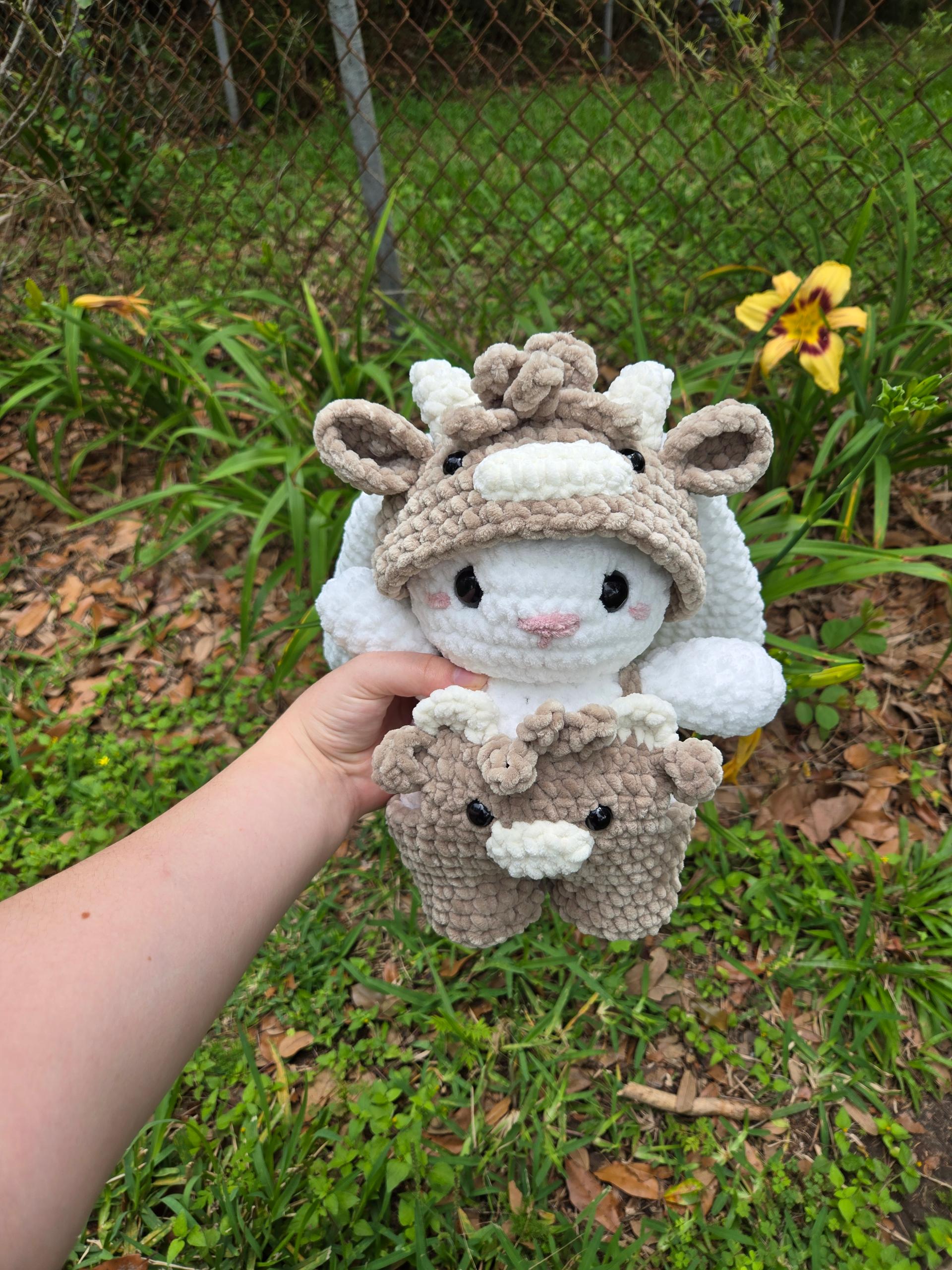 Bunny in a highland cow outfit