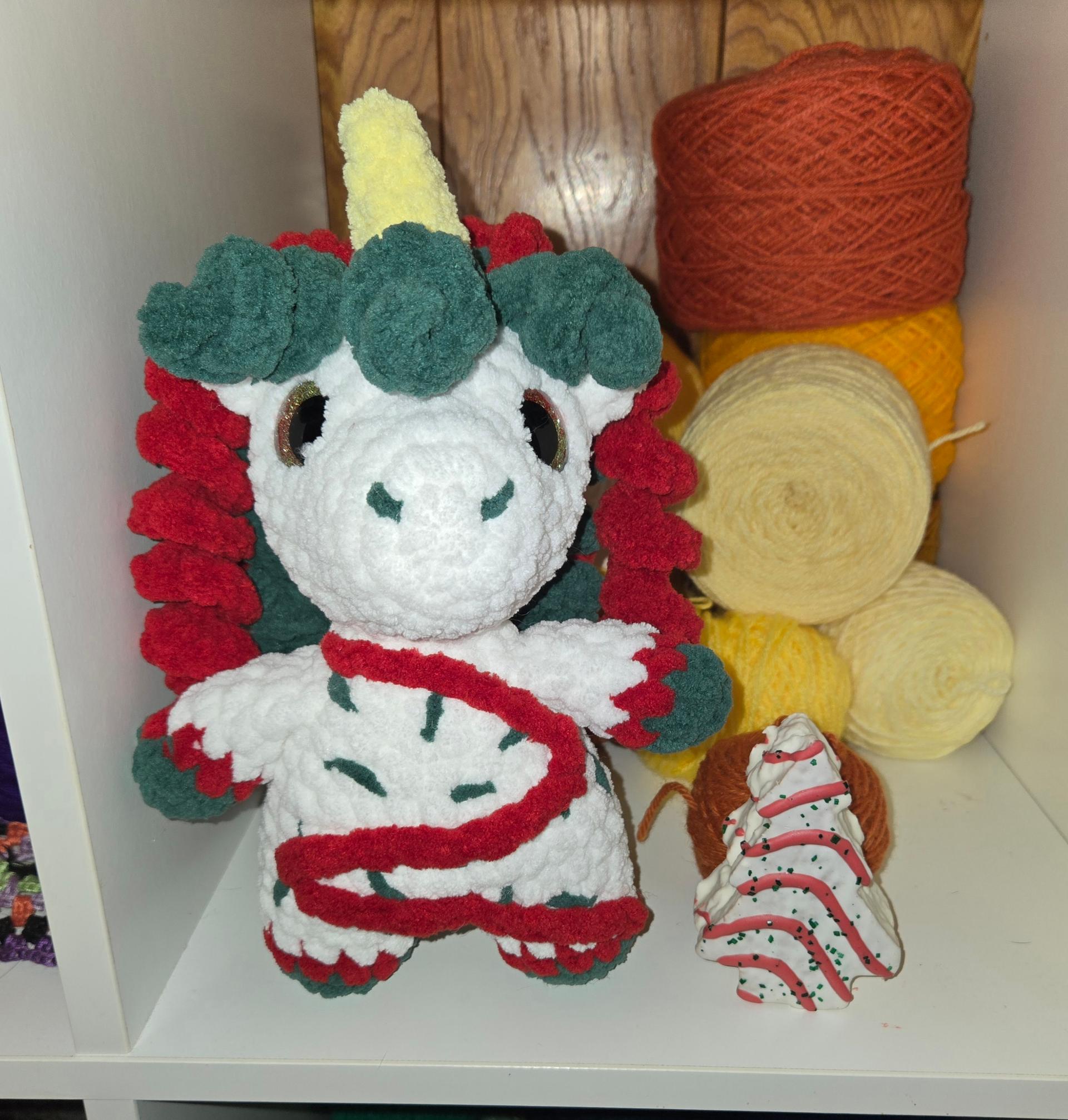 Christmas tree cake themed unicorn