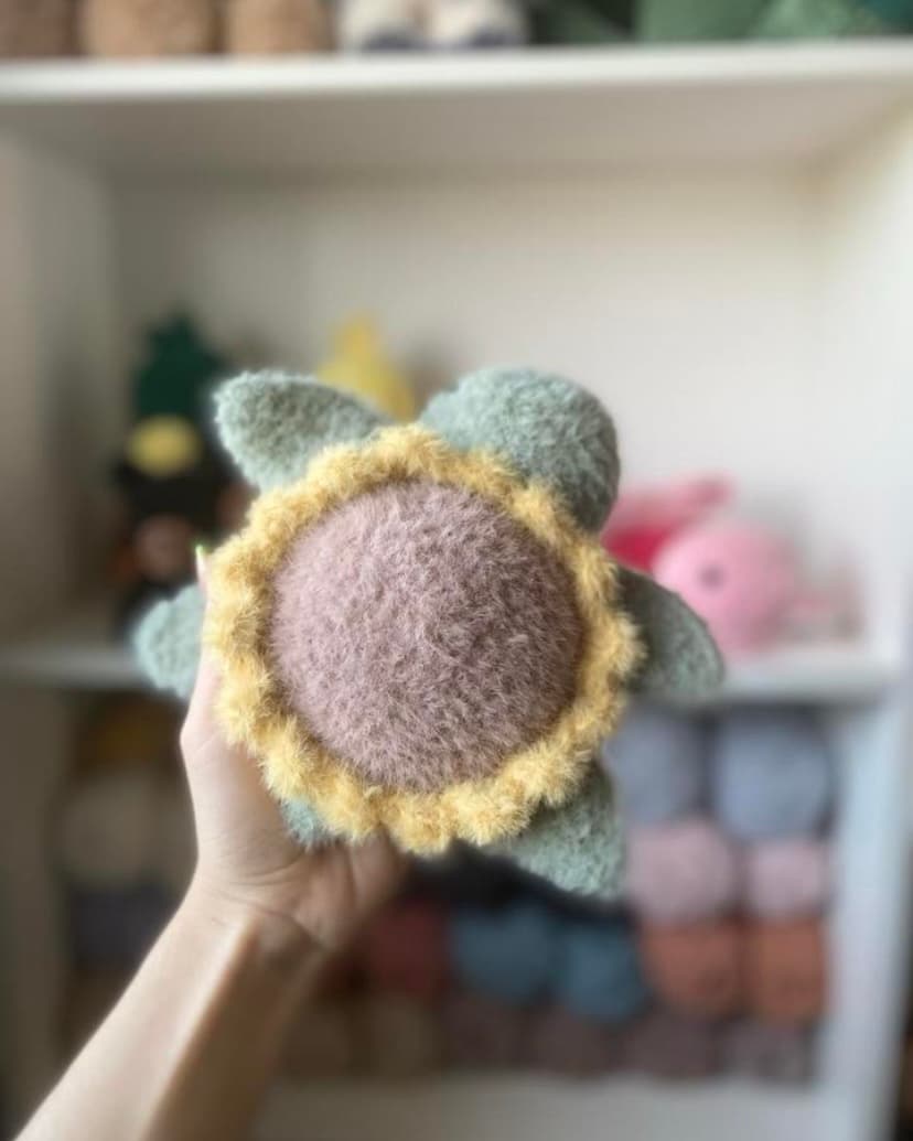 Fuzzy Sunflower Turtle Plushie thumbnail 2