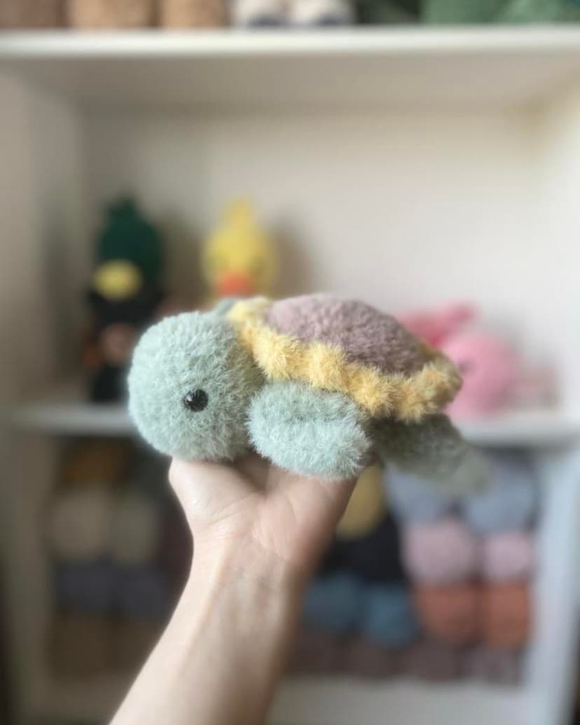 Fuzzy Sunflower Turtle Plushie