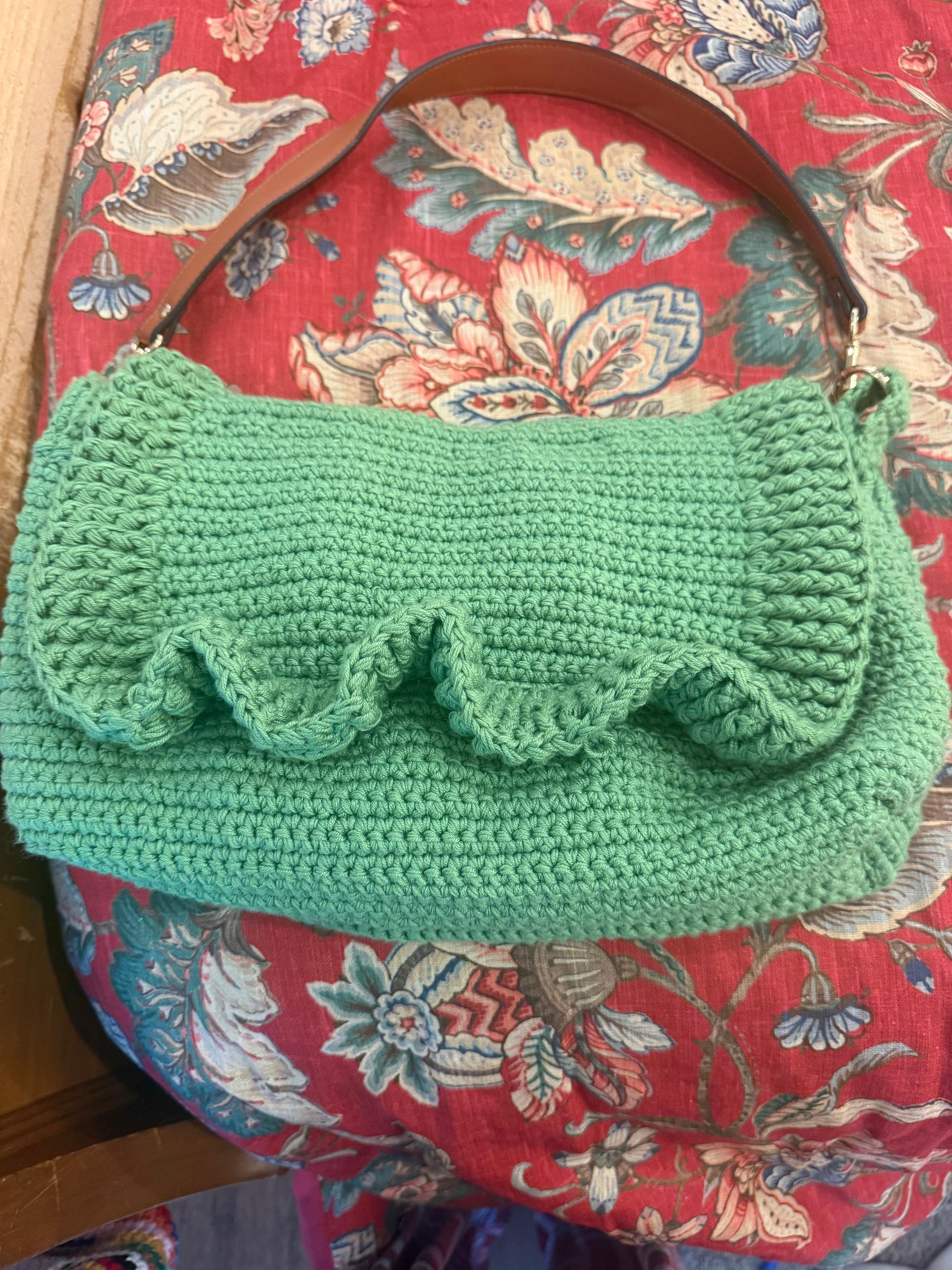 Ruffle purse with leather strap thumbnail 5