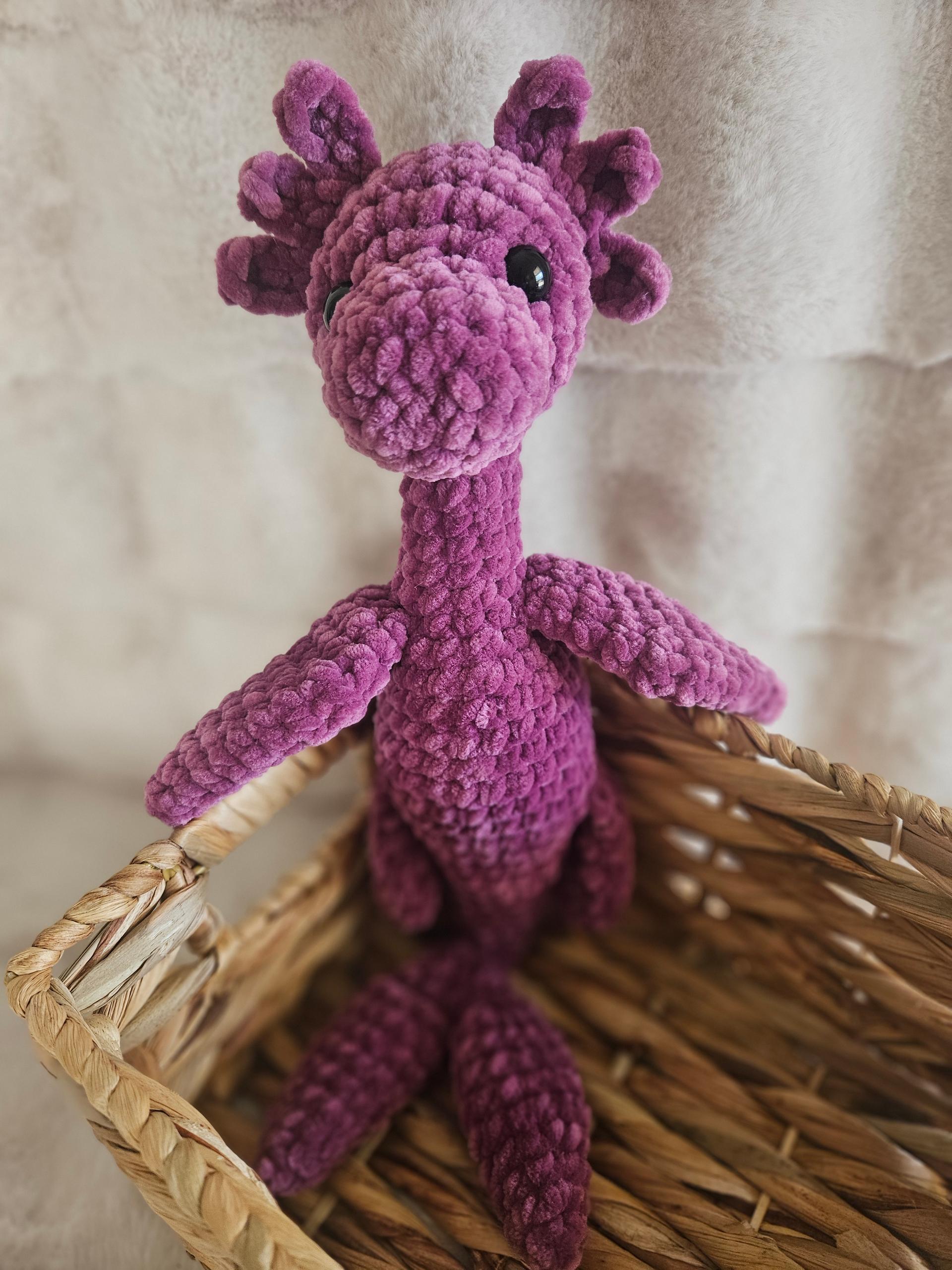18-Inch Purple Loch Ness Monster Plushie – Handmade Crochet Nessie Amigurumi – Soft Fantasy Creature