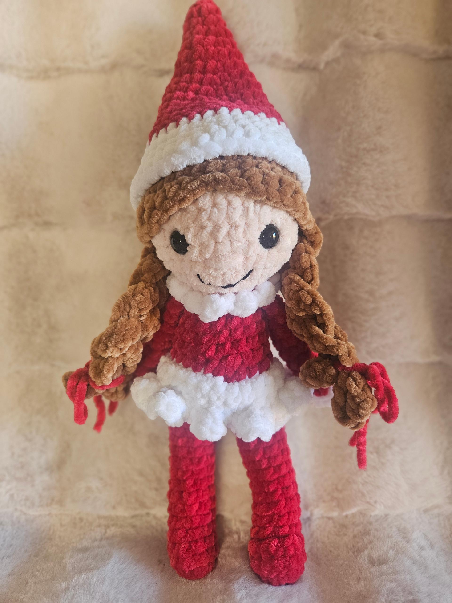 🎄 Handmade Christmas Elf Girl – 15 Inches Tall ❤️ amigurumi handmade crochet plushie Christmas elf Santa