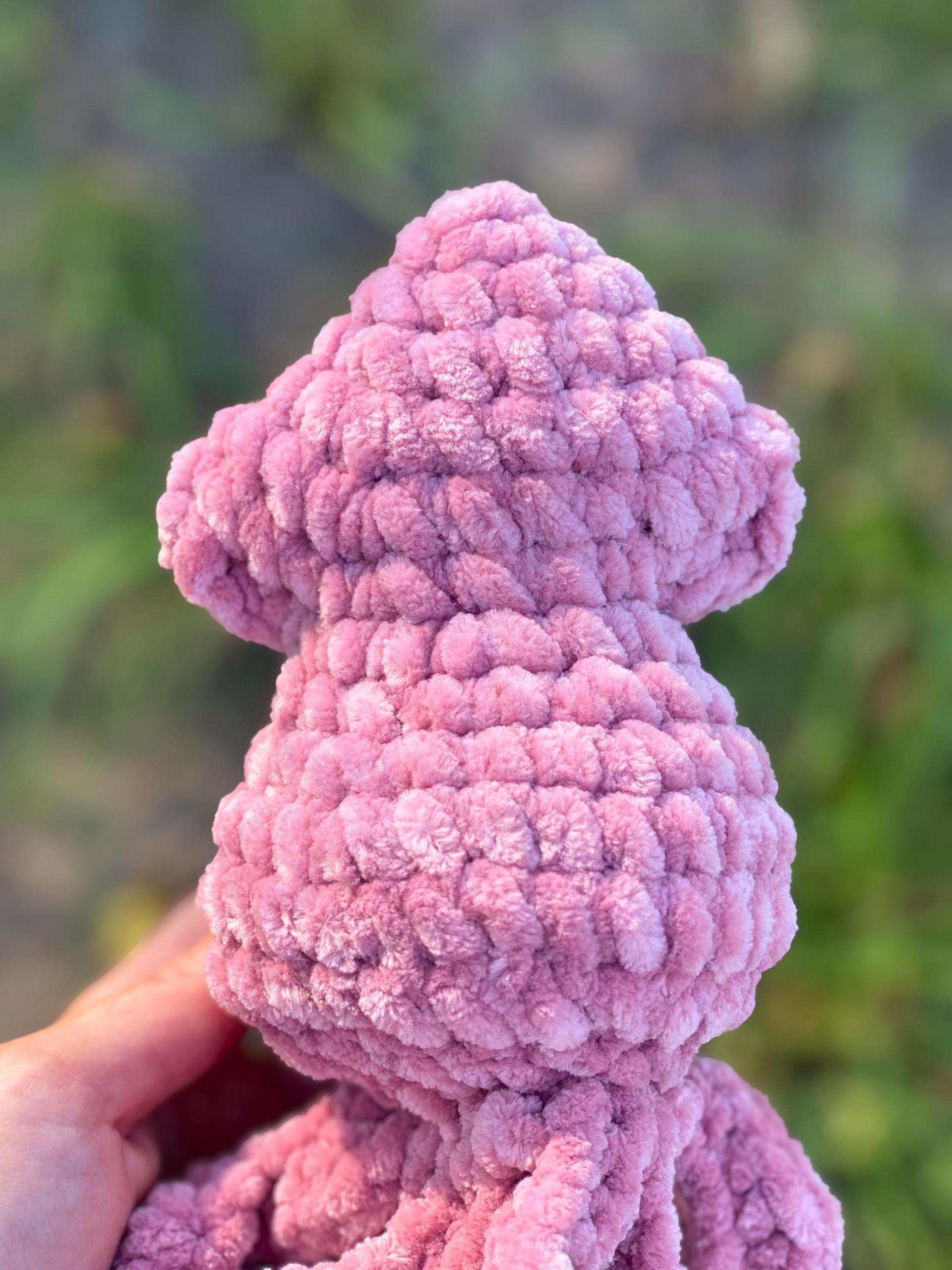 Crochet Mini Squid Plushie with Glitter Eyes, Gift for Ocean Animal Lover, Summer Stuffie for the Beach, Pink or Baby Squid Plush Amigurumi thumbnail 9