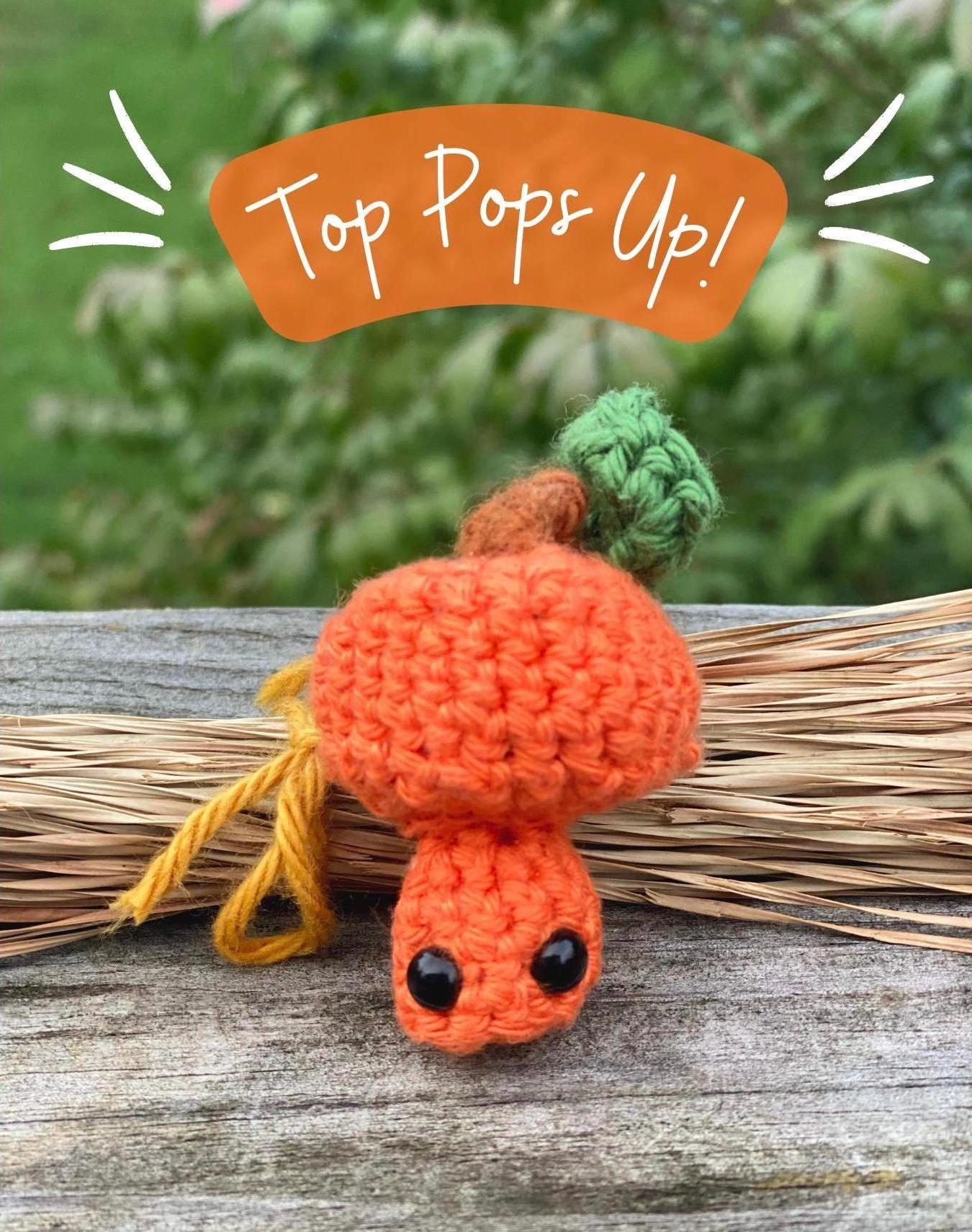 Crochet Mini Pumpkin Pop, Tiny Fall Amigurumi Plushie, Micro Whimsical Pumpkin thumbnail 3